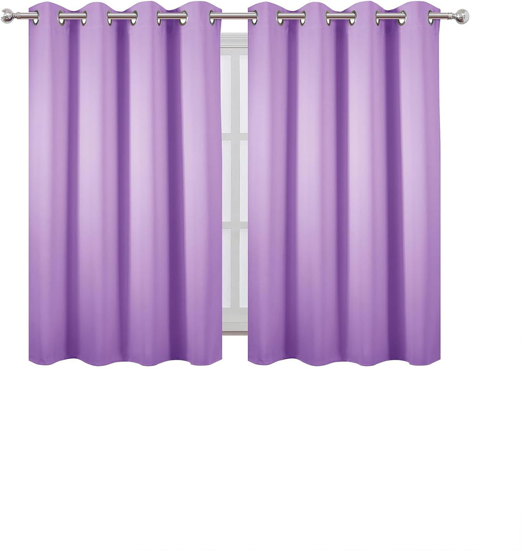 Lemomo Blackout Curtains 52 x 45 inch Lavender Curtains Set of 2 Panels/Thermal Insulated Room Darkening Bedroom Curtains 45 inch silver