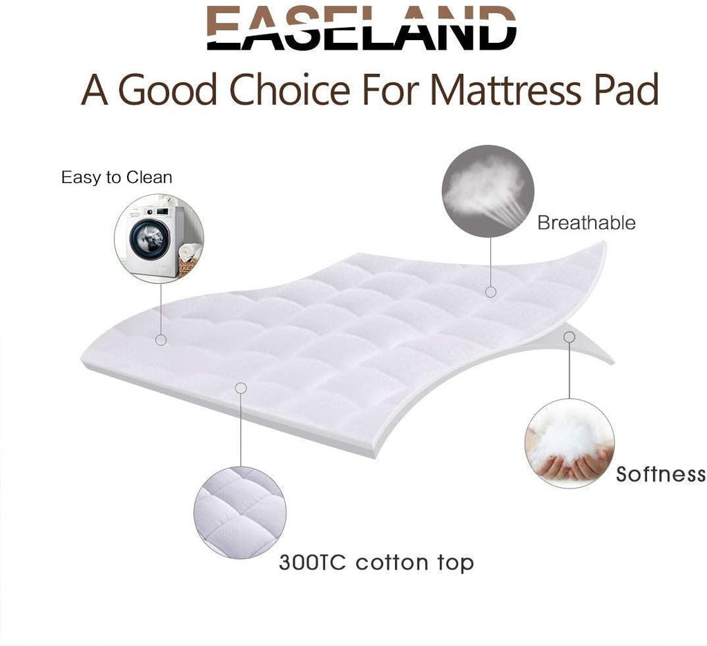 EASELAND Full Size Mattress Pad Pillow Top Mattress Cover Quilted Fitted Mattress Protector Cotton 8-21" Deep Pocket Cooling Topper…