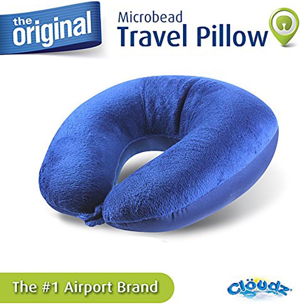Cloudz Dual Comfort Microbead Airplane Travel Neck Pillow. Super Soft Cozy Plush Fabric on One Side, Cool Relaxing Spandex on The Other!…