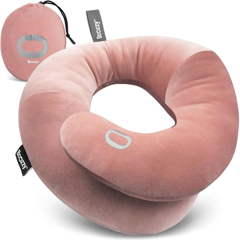 Bcozzy Travel Neck Pillow for Airplane– Patented Double Support for Head, Neck, and Chin. for Long Flights, Plane Sleeping, and Car Rides.…