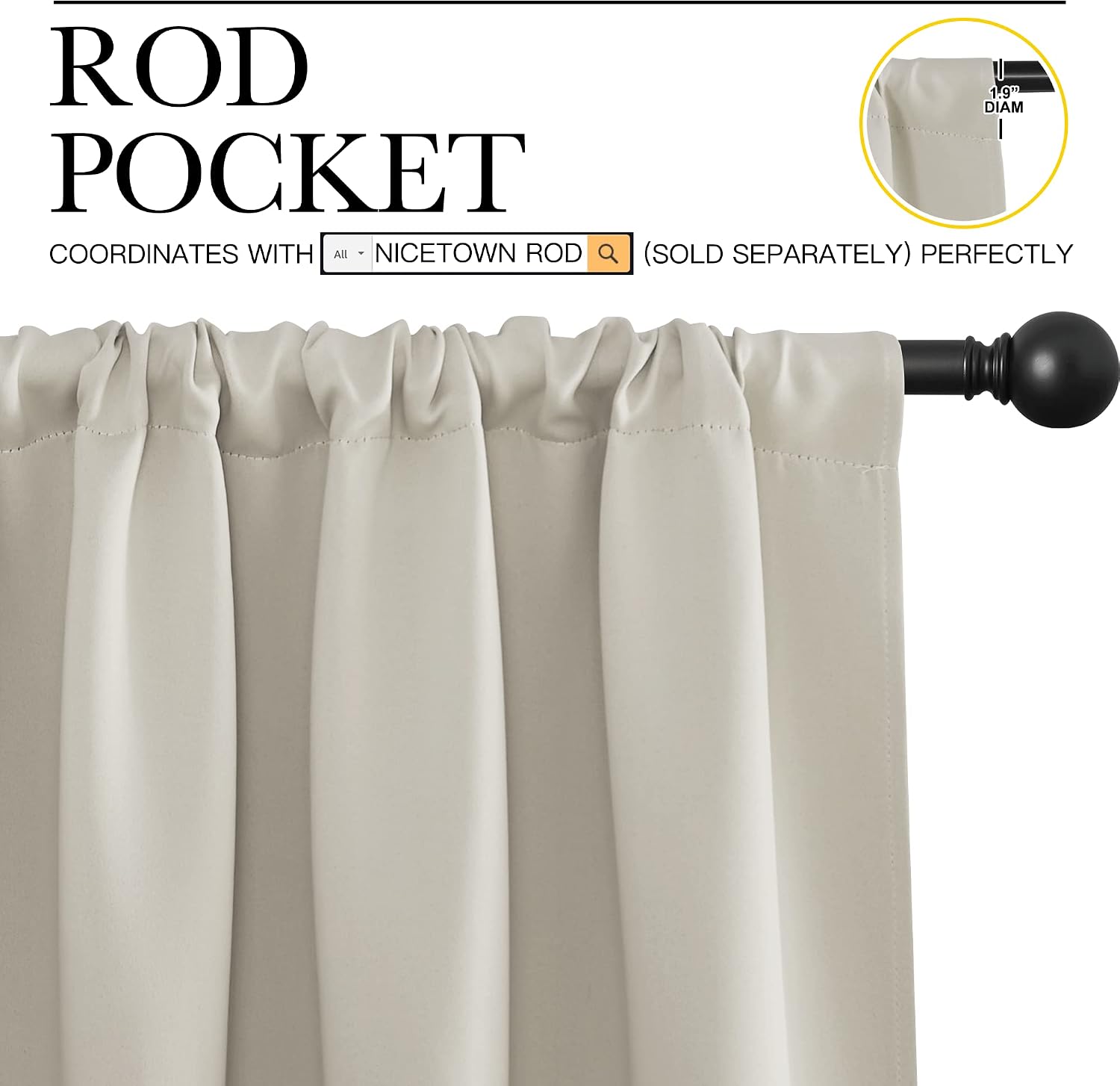 NICETOWN 2 Panels Blackout Curtains, Rod Pocket Thermal Insulated Drapes for Kitchen, Heavy Duty Small Window Treatment for Dorm Room…