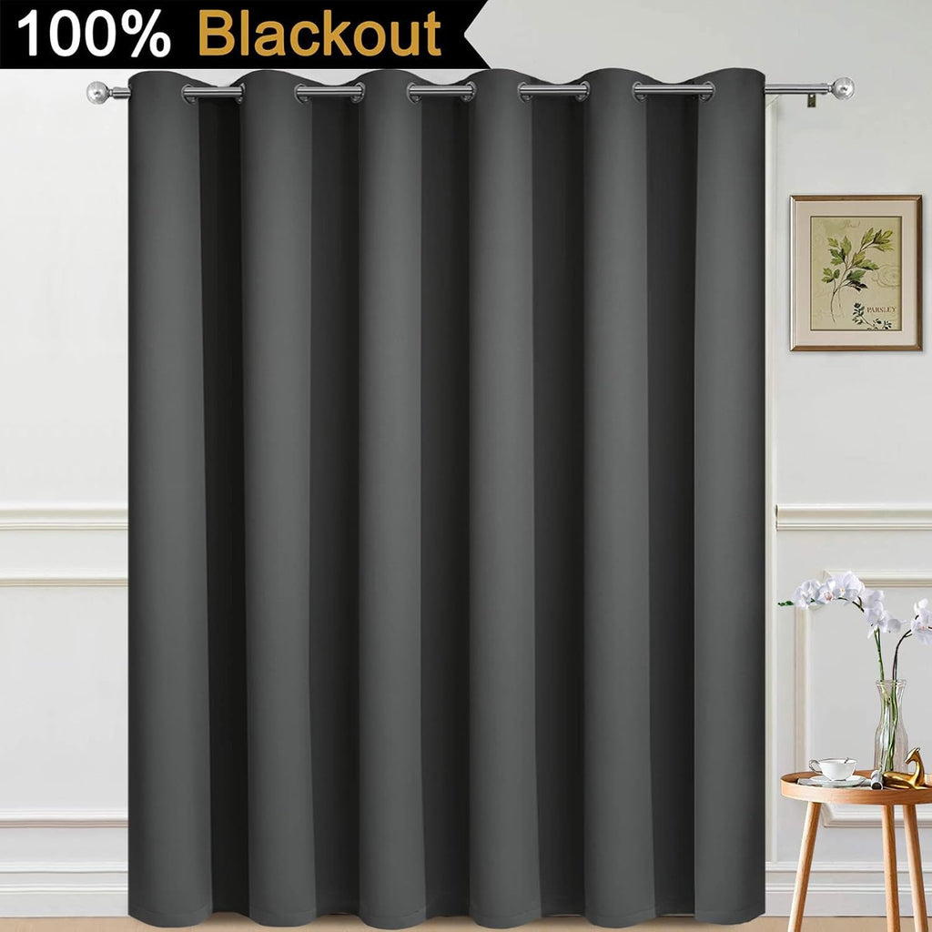 Yakamok Extra Wide Blackout Full Shading Curtains for Patio Door, Thermal Backing Sliding Glass Door Drape, Privacy Assured Window…