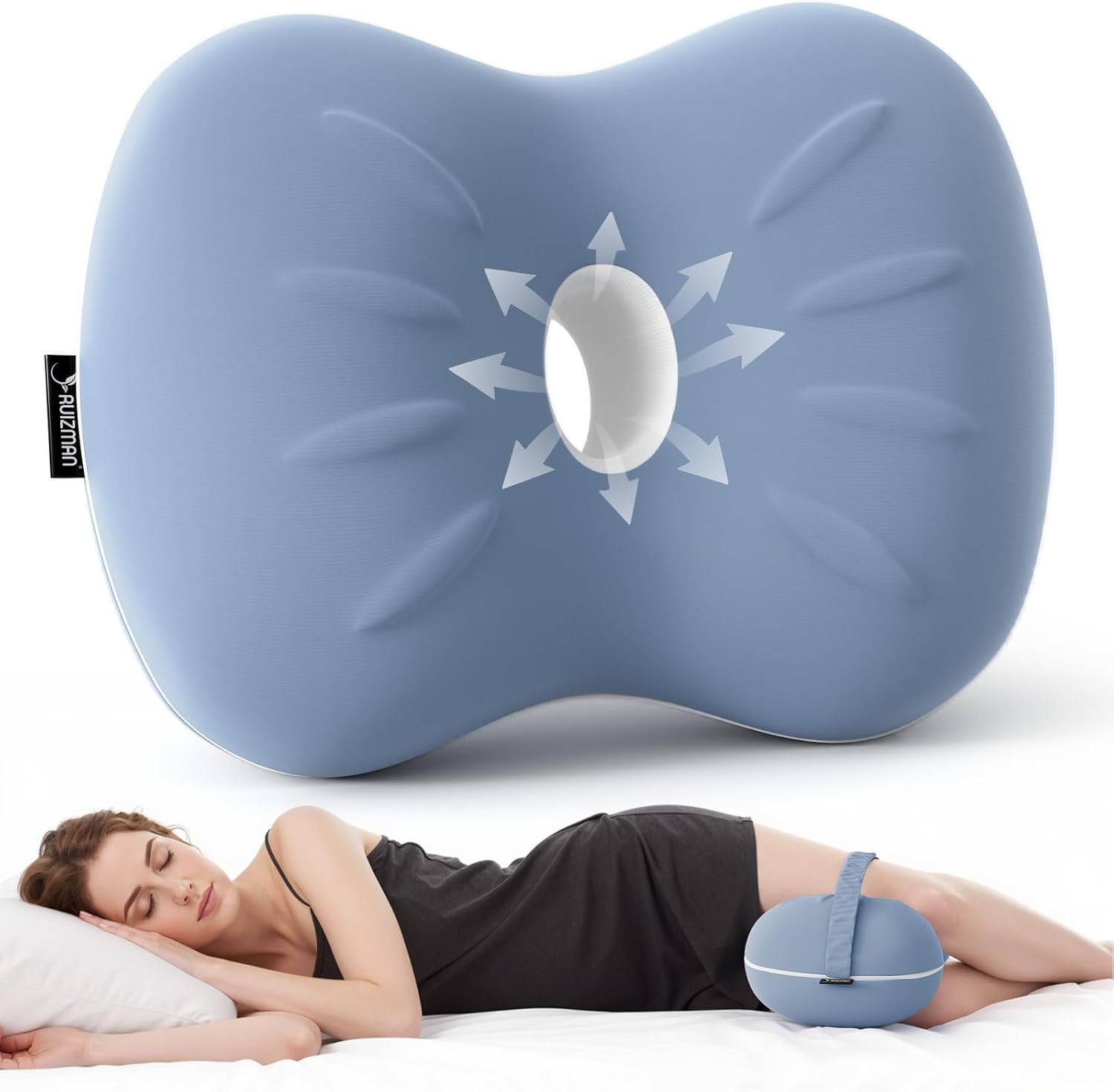 Knee Pillow for Side Sleepers - Cooling Pillow Between Legs for Side Sleeping - Memory Foam Knee Pillow with Strap for Hip Pain & Spine…