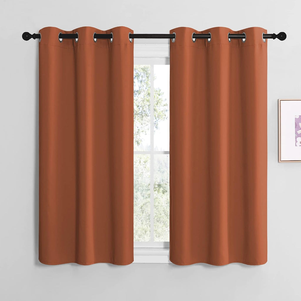 NICETOWN Bedroom Curtains 50 inches Long, Privacy and Thermal Insulated Blackout Drapes for Windows (Burnt Orange, 1 Pair, 42 x 50 inches)