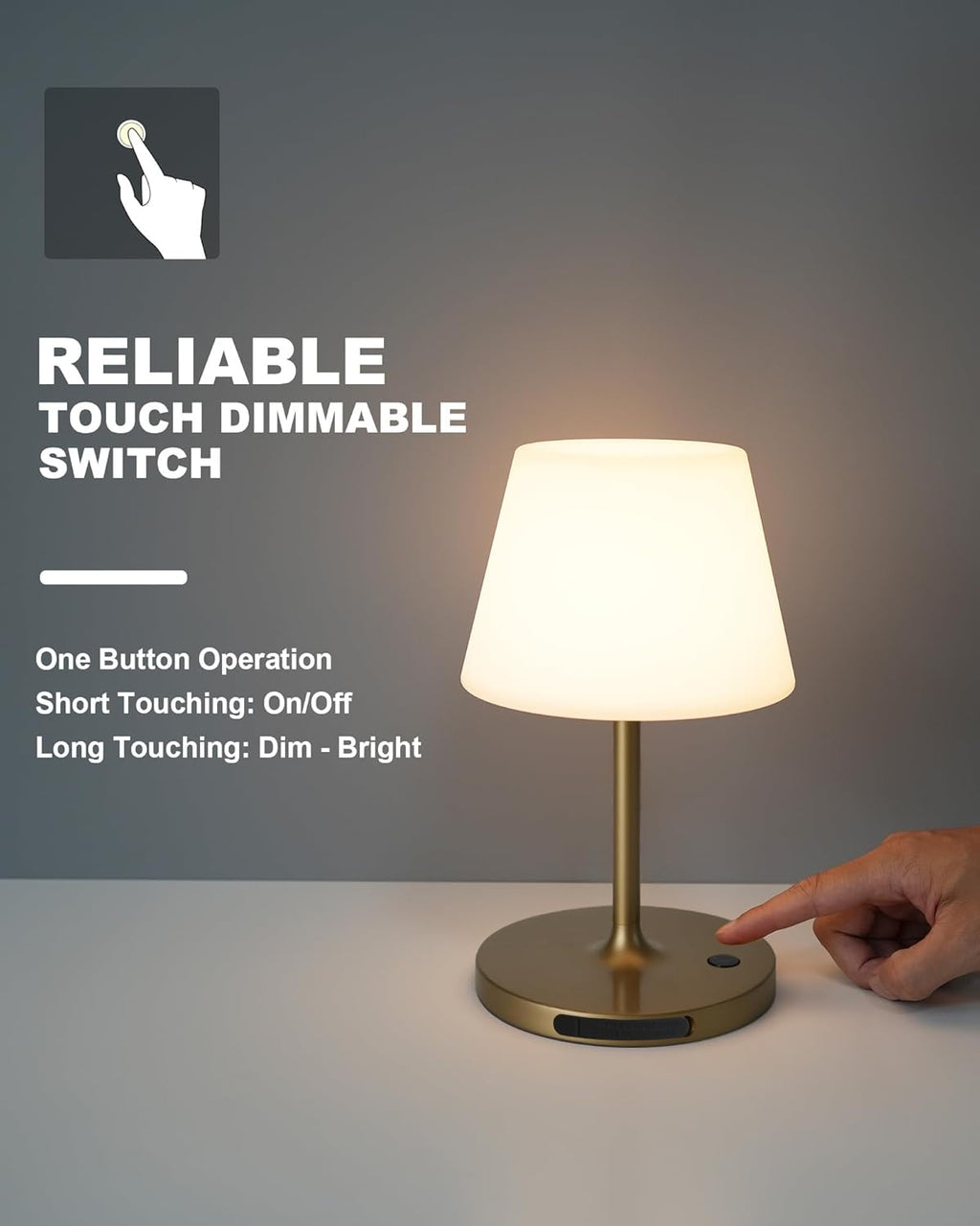 WEILAILUX Outdoor Battery Operated Table Lamp Waterproof, 4000mAh Cordless Table Lamp Rechargeable, Touch Dimmable Desk Lamp, LED Night…