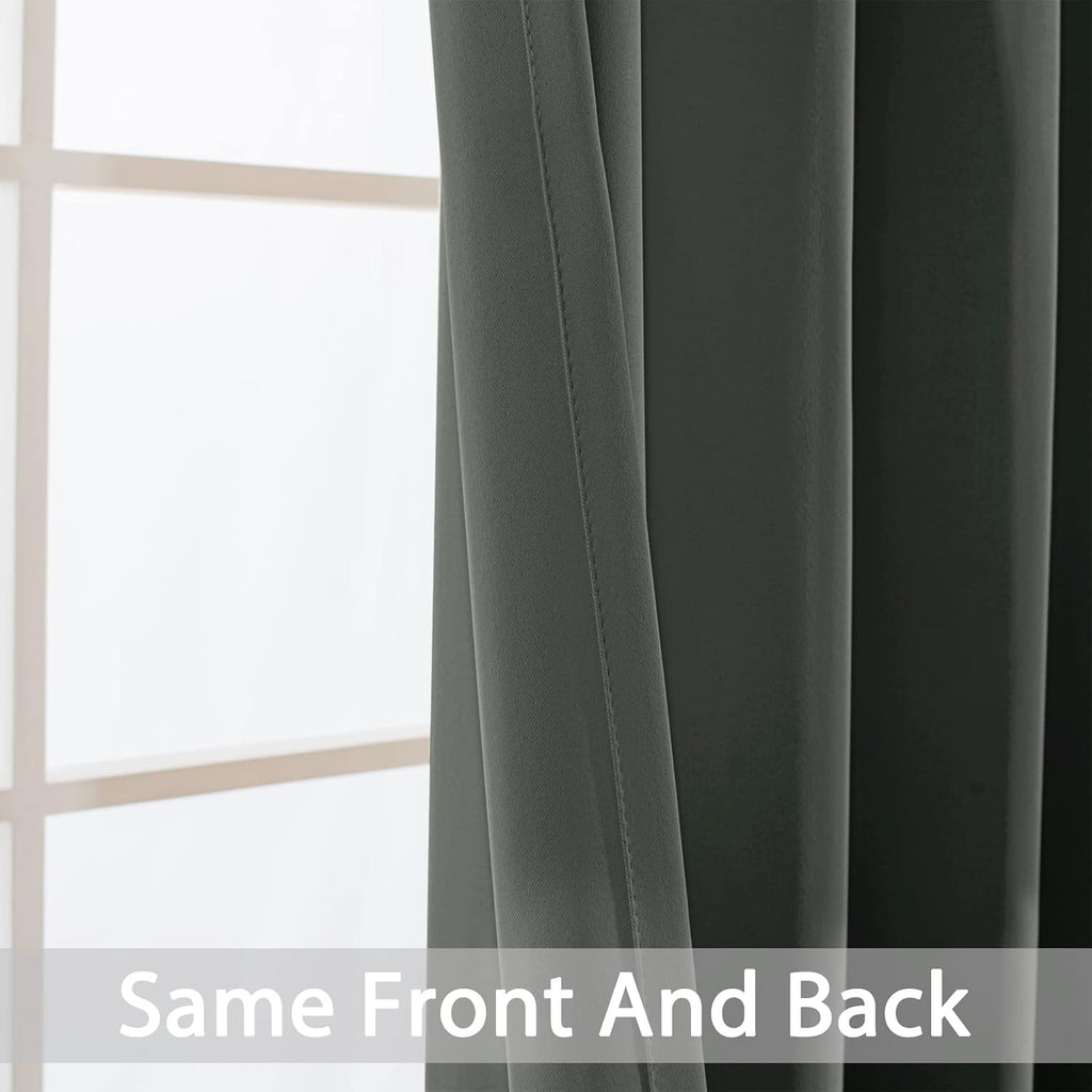 Yakamok Thermal Insulated Solid Grommet Light Blocking Blackout Curtains for Living Room, Room Darkening Blackout Drapes for Bedroom(Dark…