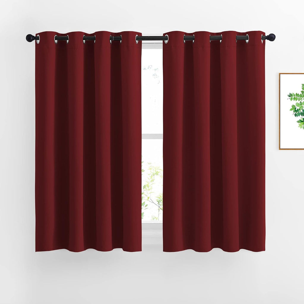 Nicetown Blackout Draperies Curtain Panels - Thermal Insulated Solid Grommet Blackout Curtains/Panels/Drapes for Christmas (Burgundy Red, 1…