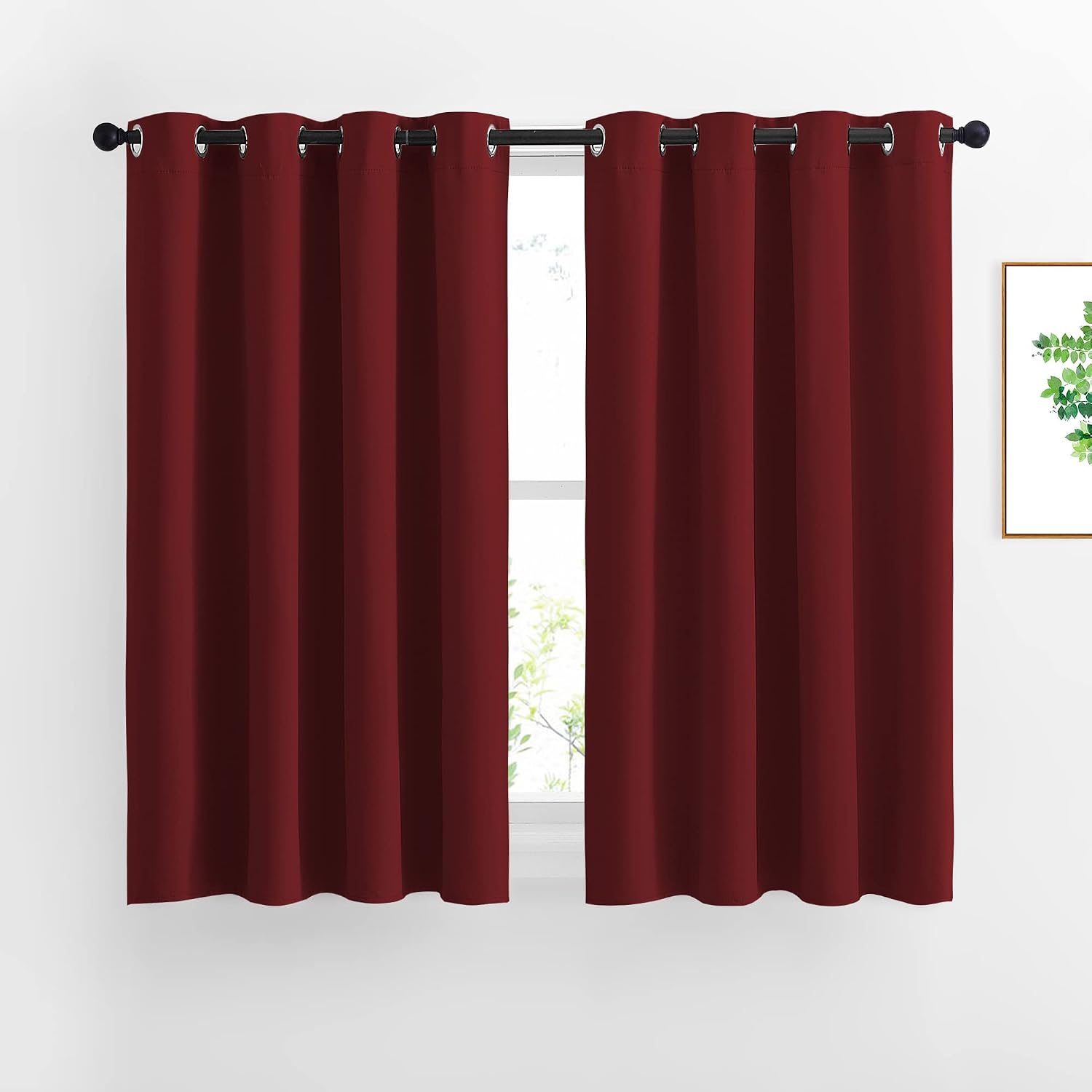 Nicetown Blackout Draperies Curtain Panels - Thermal Insulated Solid Grommet Blackout Curtains/Panels/Drapes for Christmas (Burgundy Red, 1…