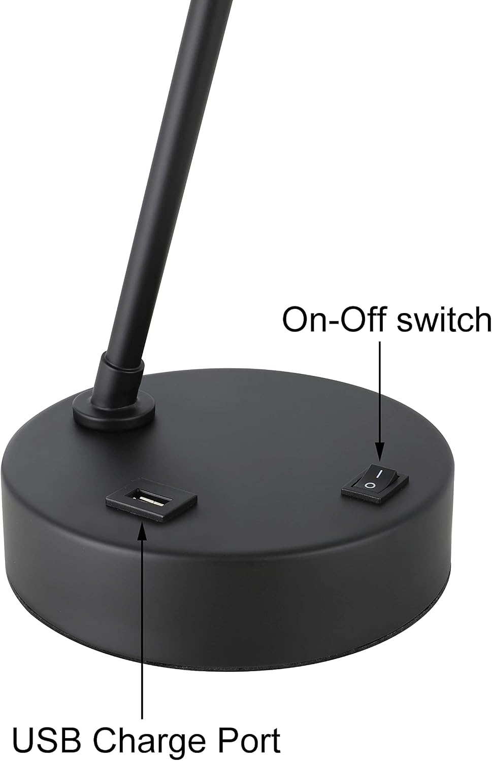 XiNBEi Lighting Black Desk Lamp, Nightstand Lights with USB Port Industrial Adjustable Shaded Table Lamps for Living Room Bedroom Reading…