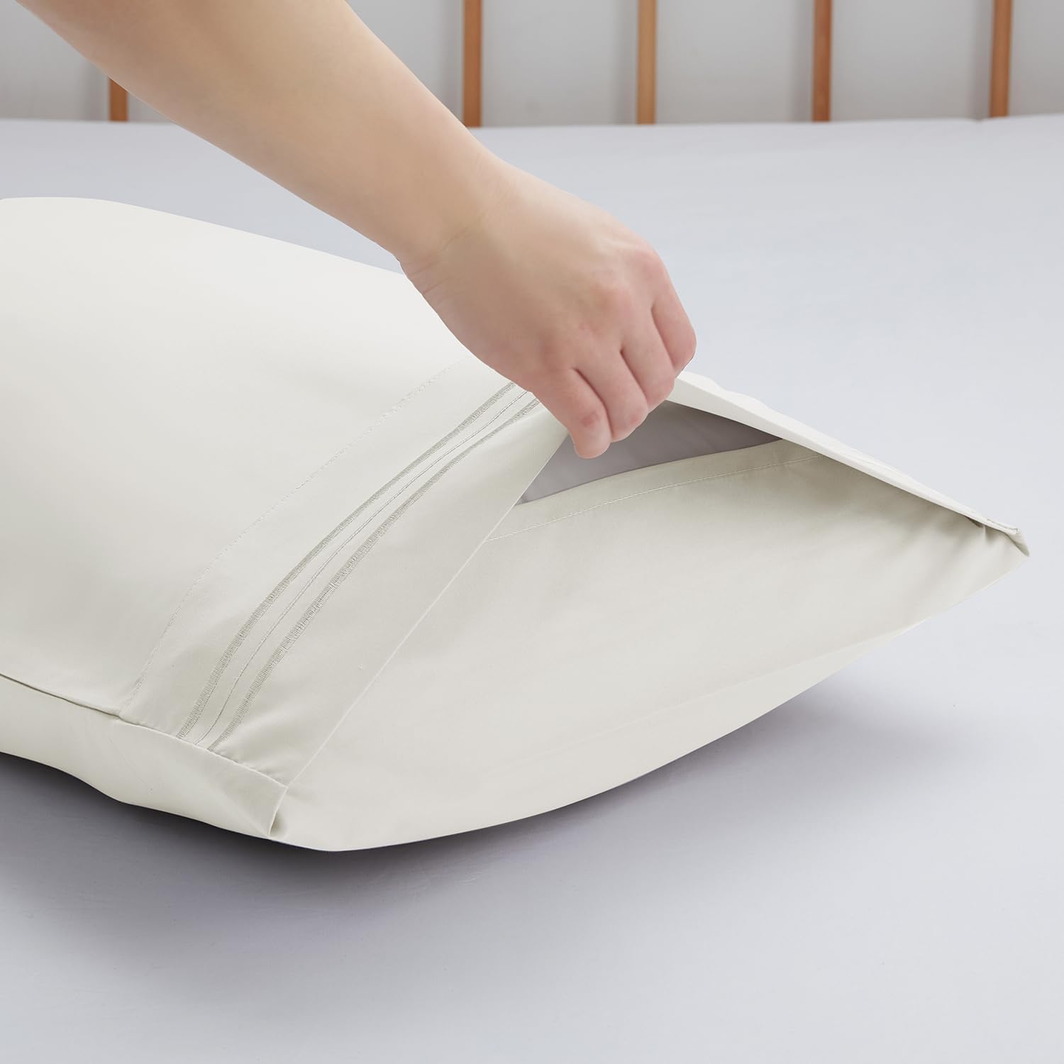 Nestl Off White King Pillow Cases 2 – Soft King Size Pillow Case, 1800 Brushed Microfiber Pillowcases, Envelope Closure Pillowcase, King Pi…