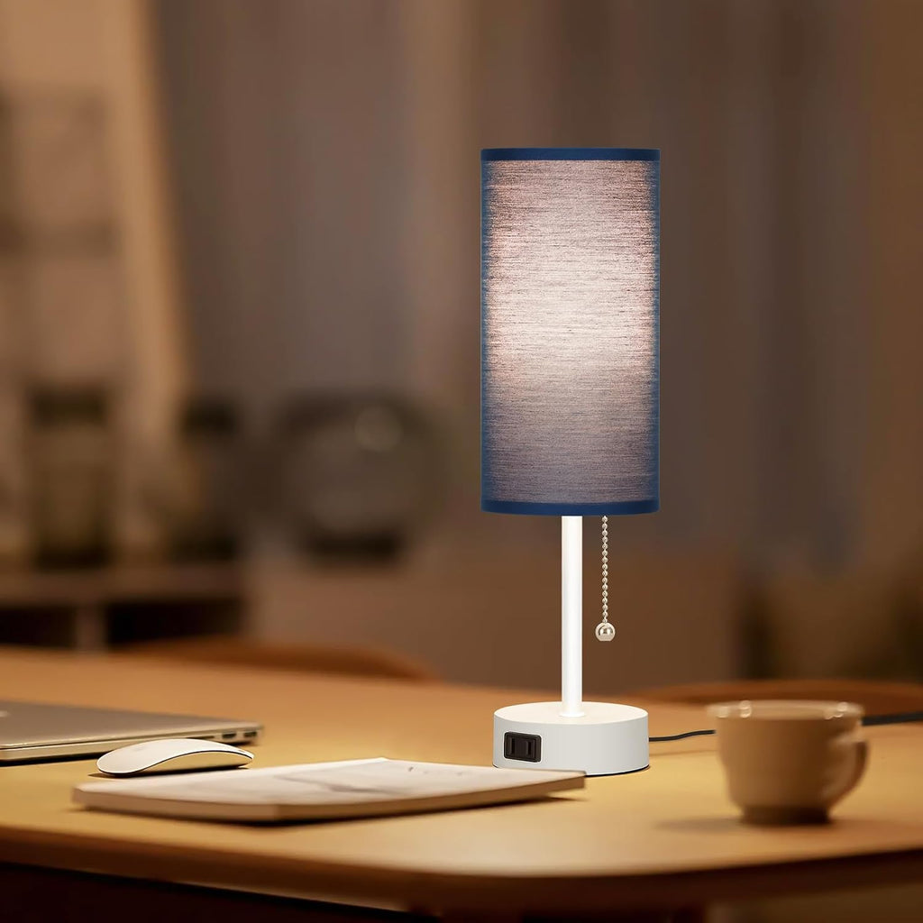 Dott Arts Table Lamp for Bedroom, 3-Color Bedside Lamps with Pull Chain, Bedroom Table Lamps for Nightstand, AC Outlet Small Lamp for…