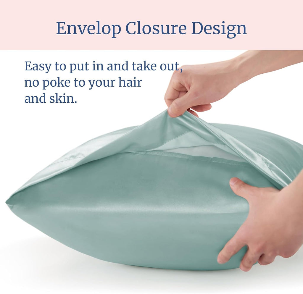 Bedelite Satin Pillowcase for Hair and Skin, Super Soft and Cooling Similar to Silk Pillow Cases 2 Pack with Envelope Closure, Gift for Wom…