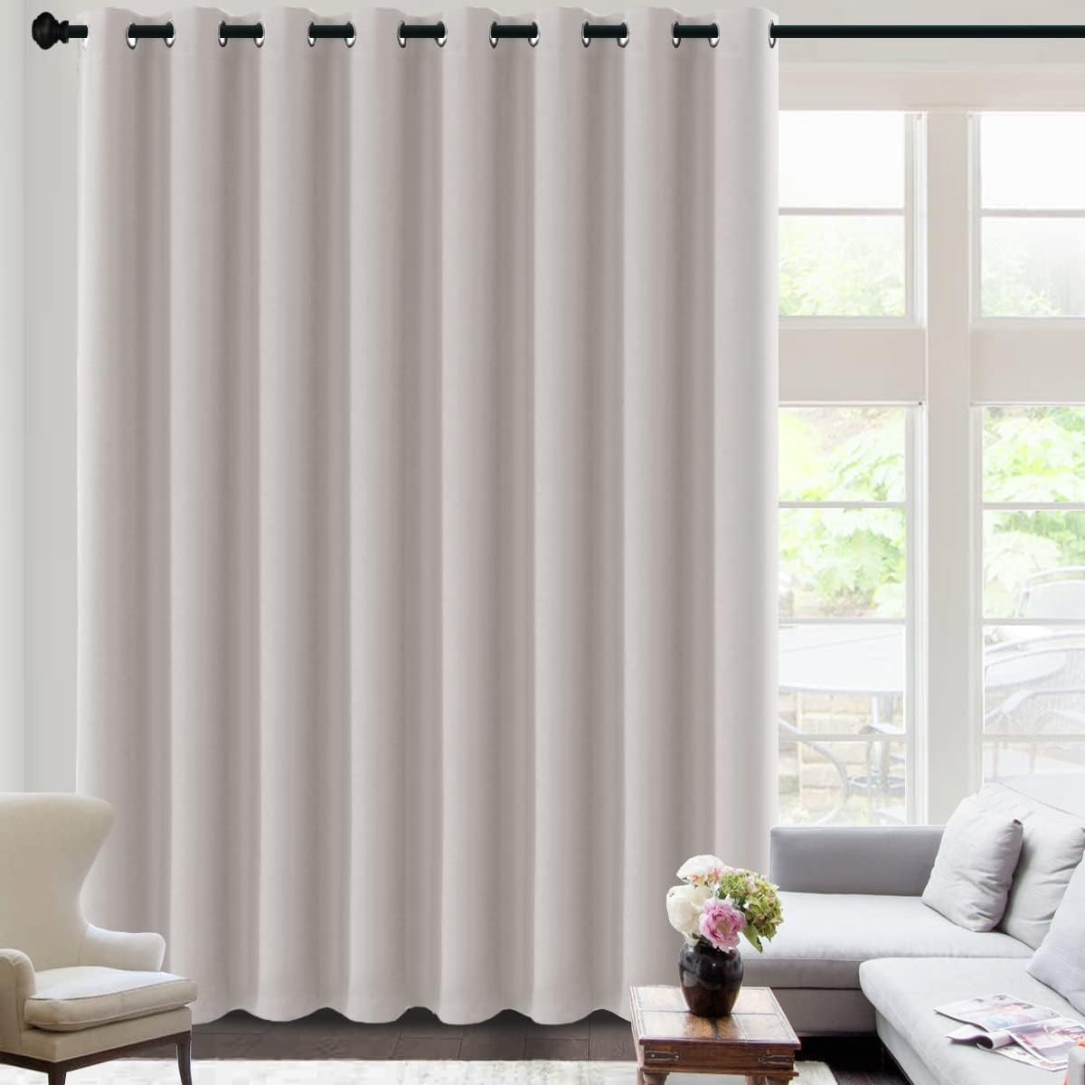 H.VERSAILTEX Blackout Curtains for Sliding Glass Door Room Divider Curtains Noise Reduce Barrier Curtain Panel Portable Window…