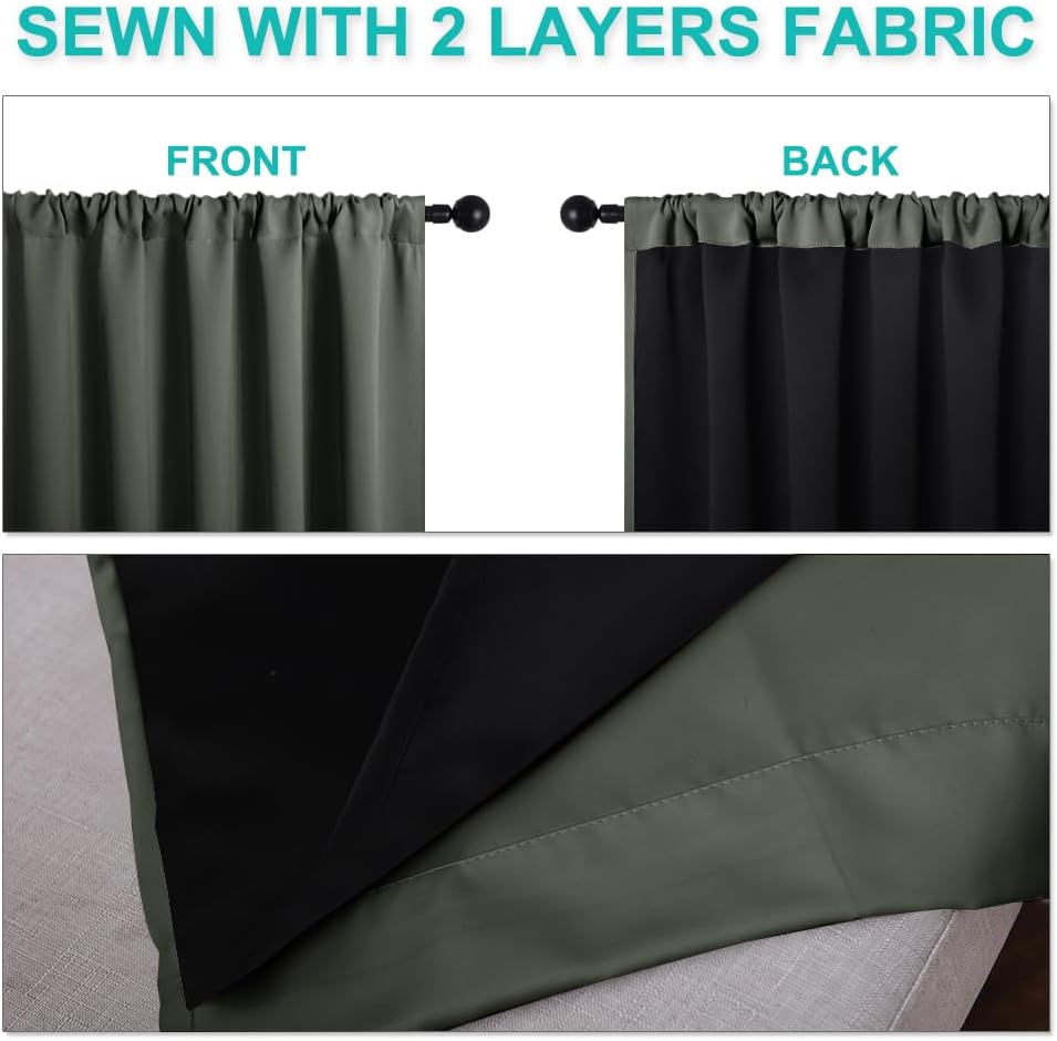 Nicetown 100% Blackout Curtains for Living Room, Privacy Protection & Noise Reducing Drapes, Black Lined Window Treatment Panels for Patio…
