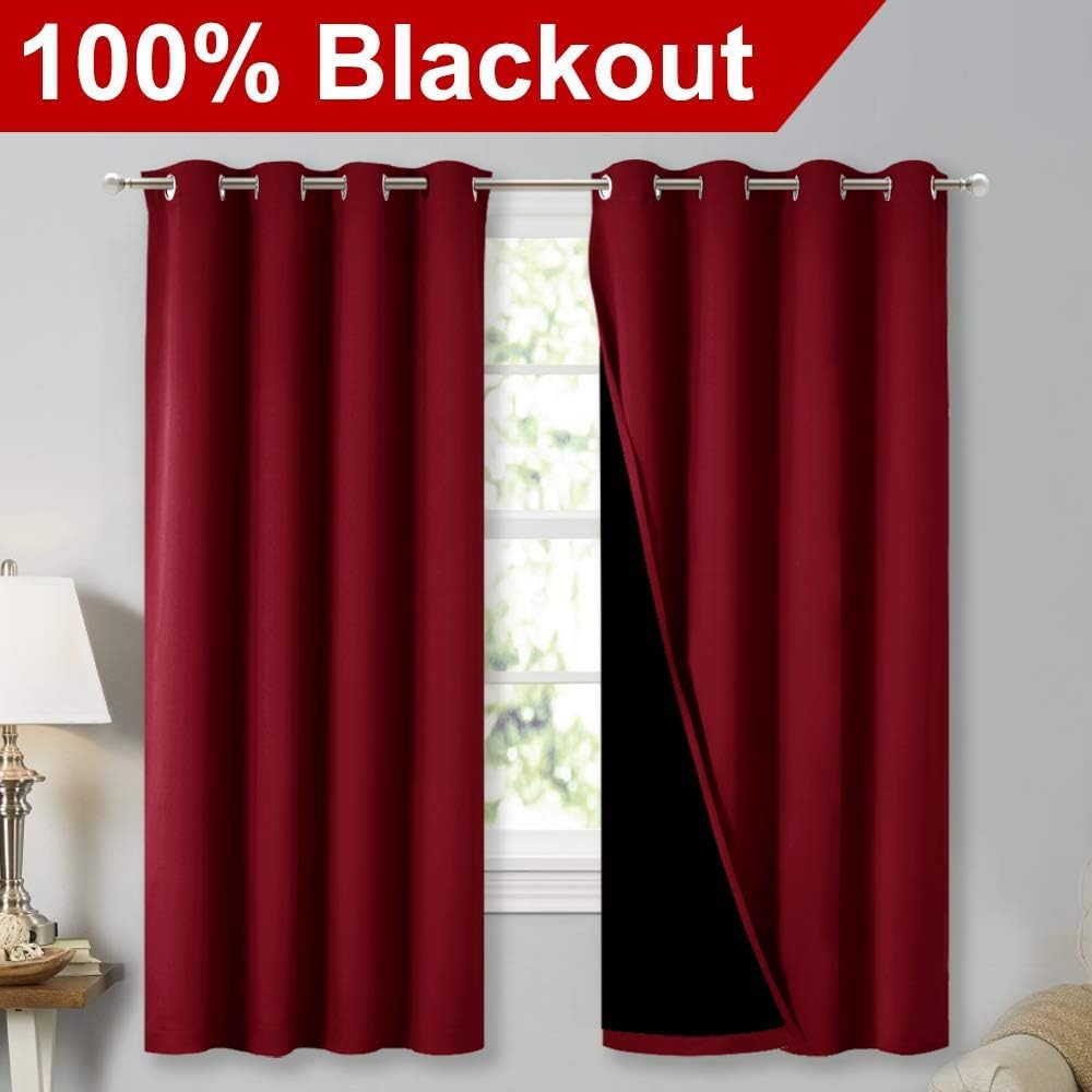 Nicetown Cold Blocking Curtains, 100% Blackout Curtain Panels, Thermal Insulated Curtains, Noise Reducing Drapes for Window Decor (Set of 2…