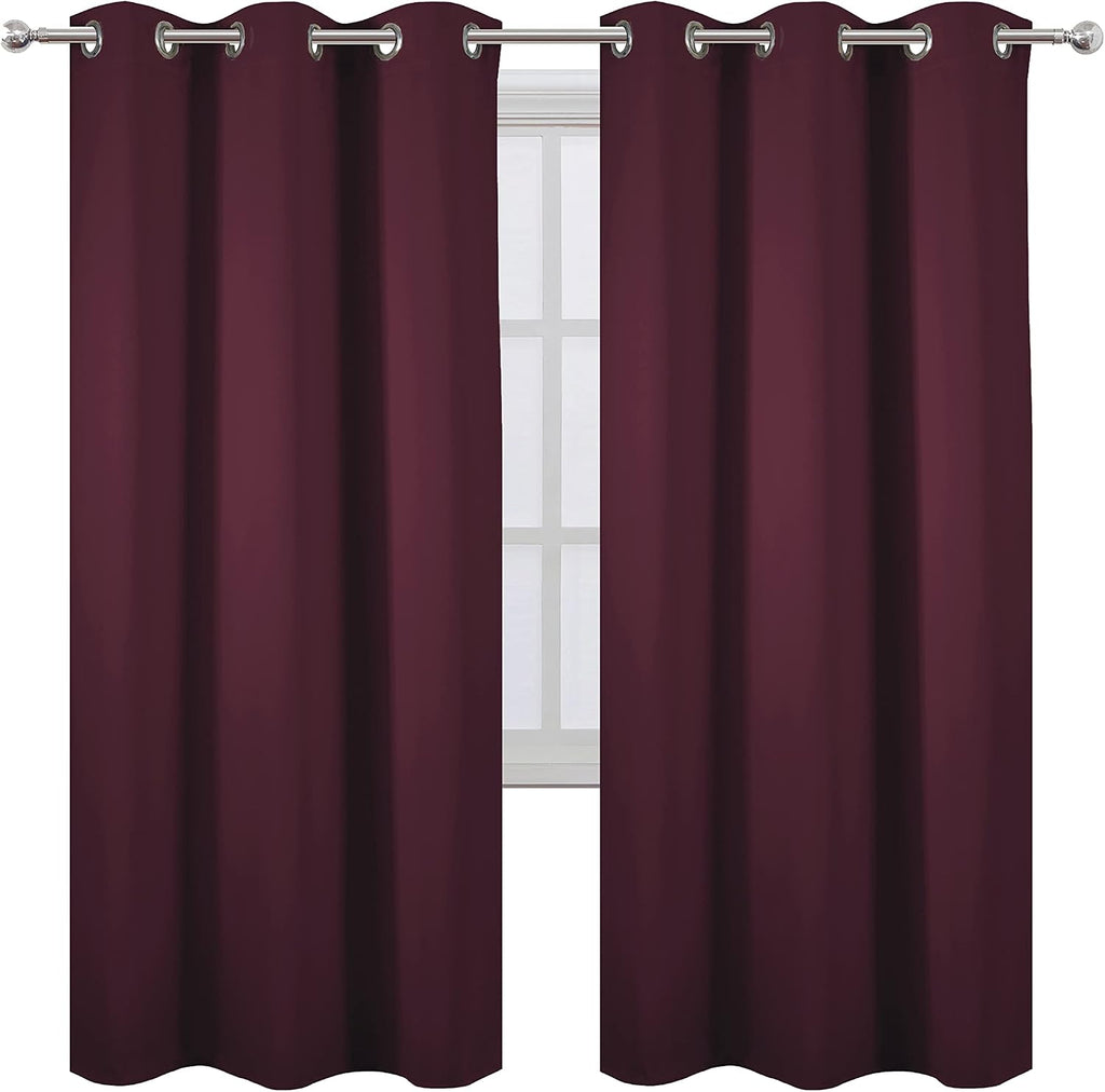 Lemomo Burgundy Red Blackout Curtains/42 x 72 Inch/Set of 2 Panels Room Darkening Curtains for Bedroom 72 Inch Red