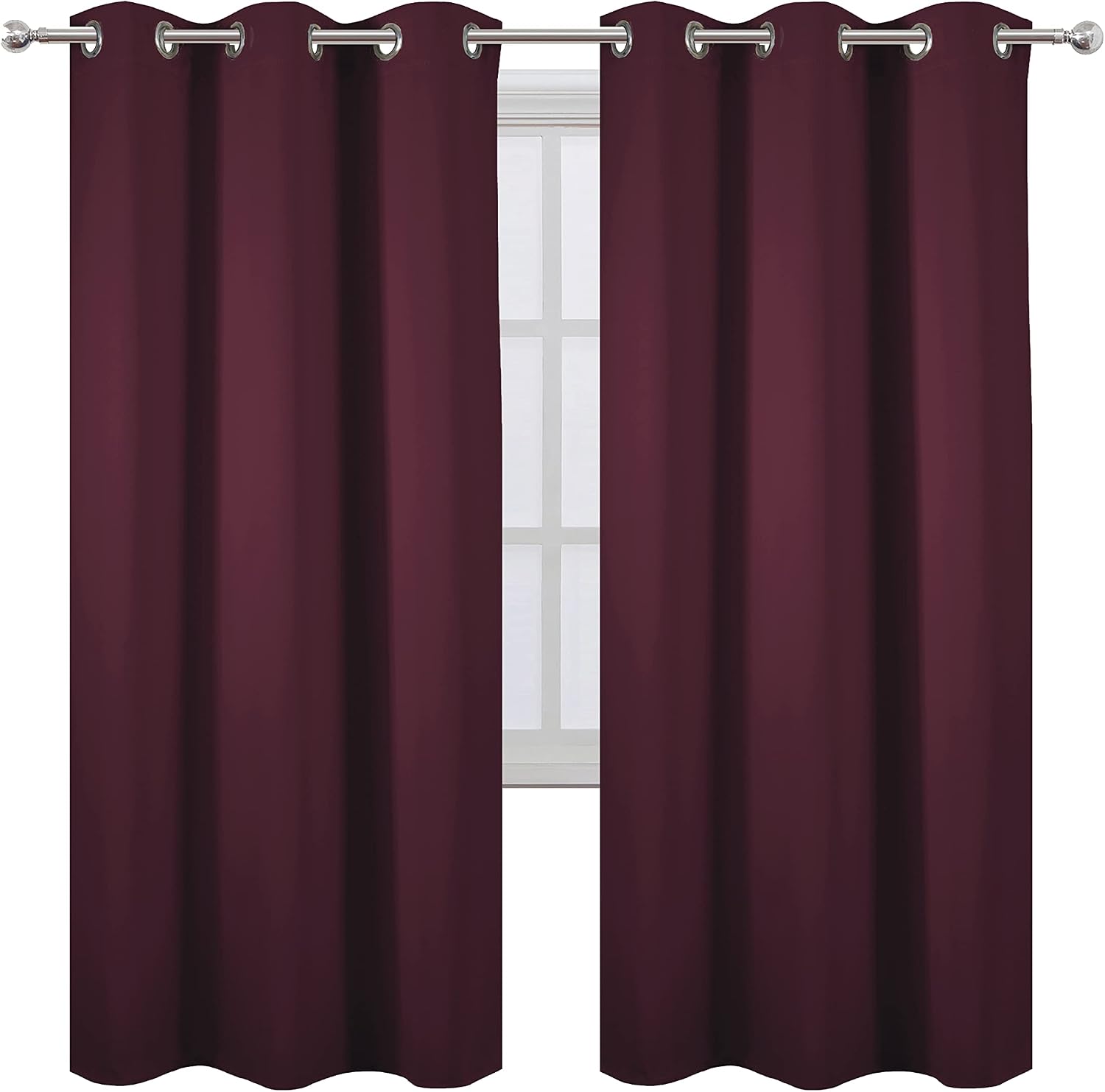 Lemomo Burgundy Red Blackout Curtains/42 x 72 Inch/Set of 2 Panels Room Darkening Curtains for Bedroom 72 Inch Red