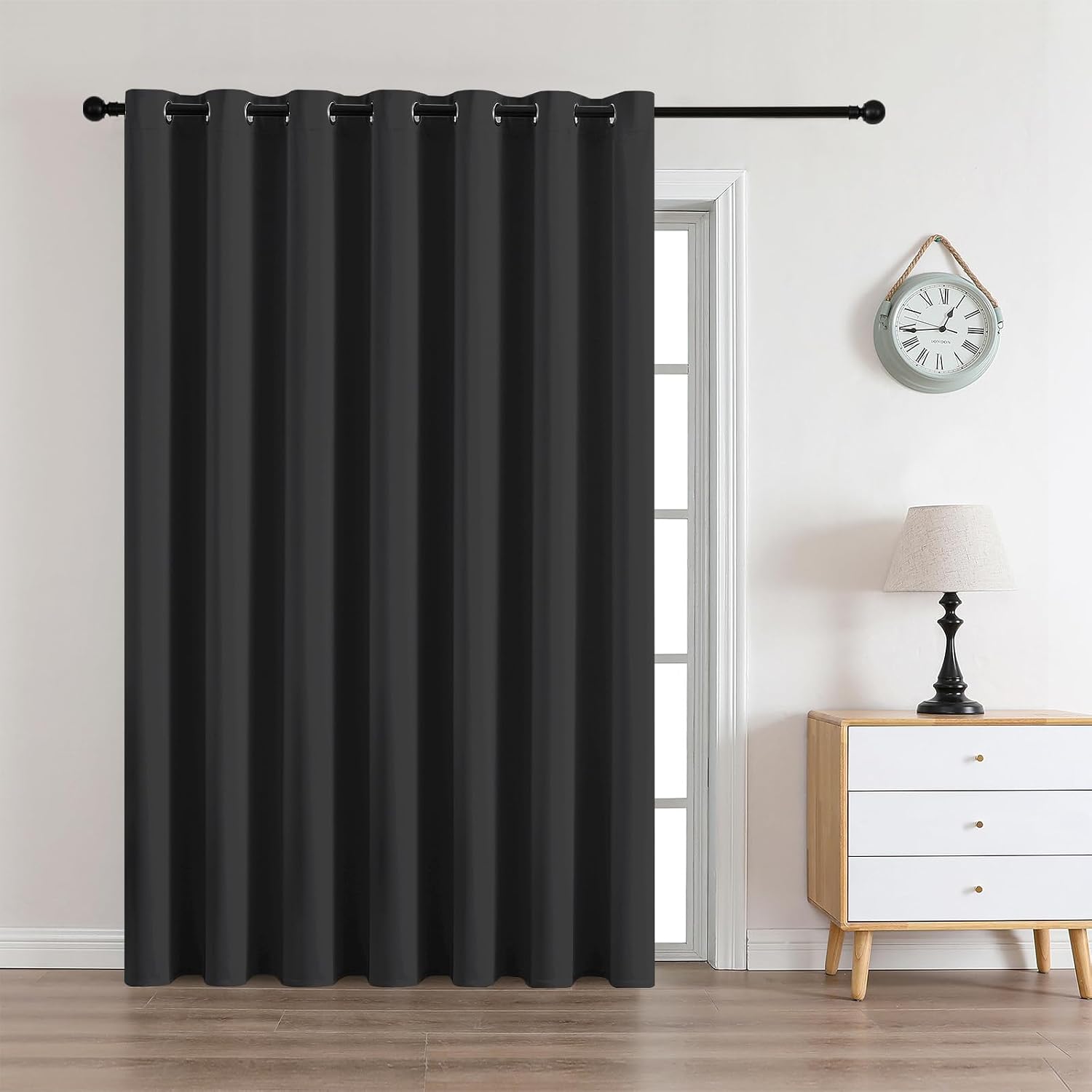 CUCRAF Custom Dark Grey Blackout Curtains 1 Panel Set, Thermal Insulated Grommet Room Darkening Curtain for Living Room Bedroom, Light…