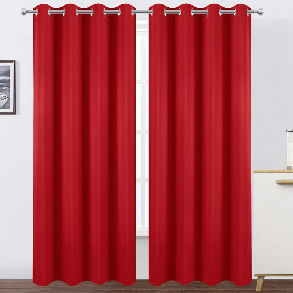 Lemomo Blackout Curtains 52 x 90 Inch Long Bright Red Curtains Set of 2 Panels Room Darkening Curtains for Bedroom and Living Room 90 Inch…