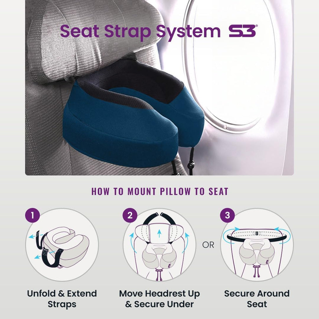 Cabeau Evolution S3 Travel Pillow – Straps to Airplane Seat – Ensures Your Head Won’t Fall Forward – Relax with Plush Memory Foam – Quick-D…