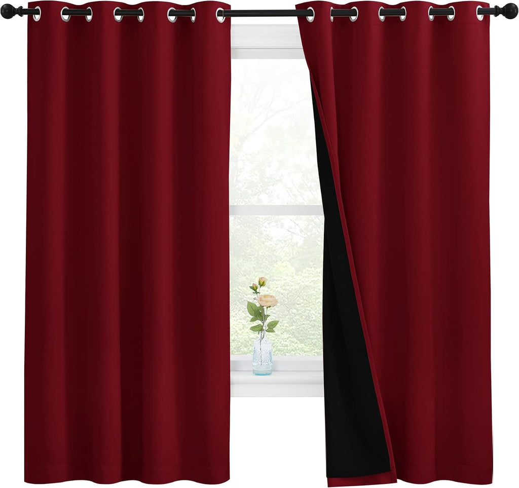 Nicetown 100% Blackout Cold Blocking Curtain Panels, Thermal Insulated Curtains, Noise Reducing Drapes for Thanksgiving Day Window Decor (S…