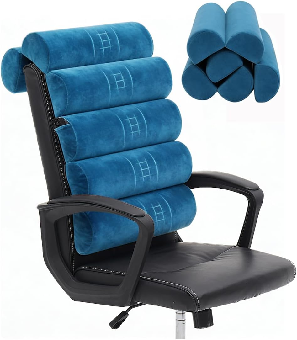 Givanlee Ergonomic Lumbar Support Pillow for High Back Office Chair - Adjustable 6 Semicircular Back Cushion, Backrest for Desk/Gaming Chair…
