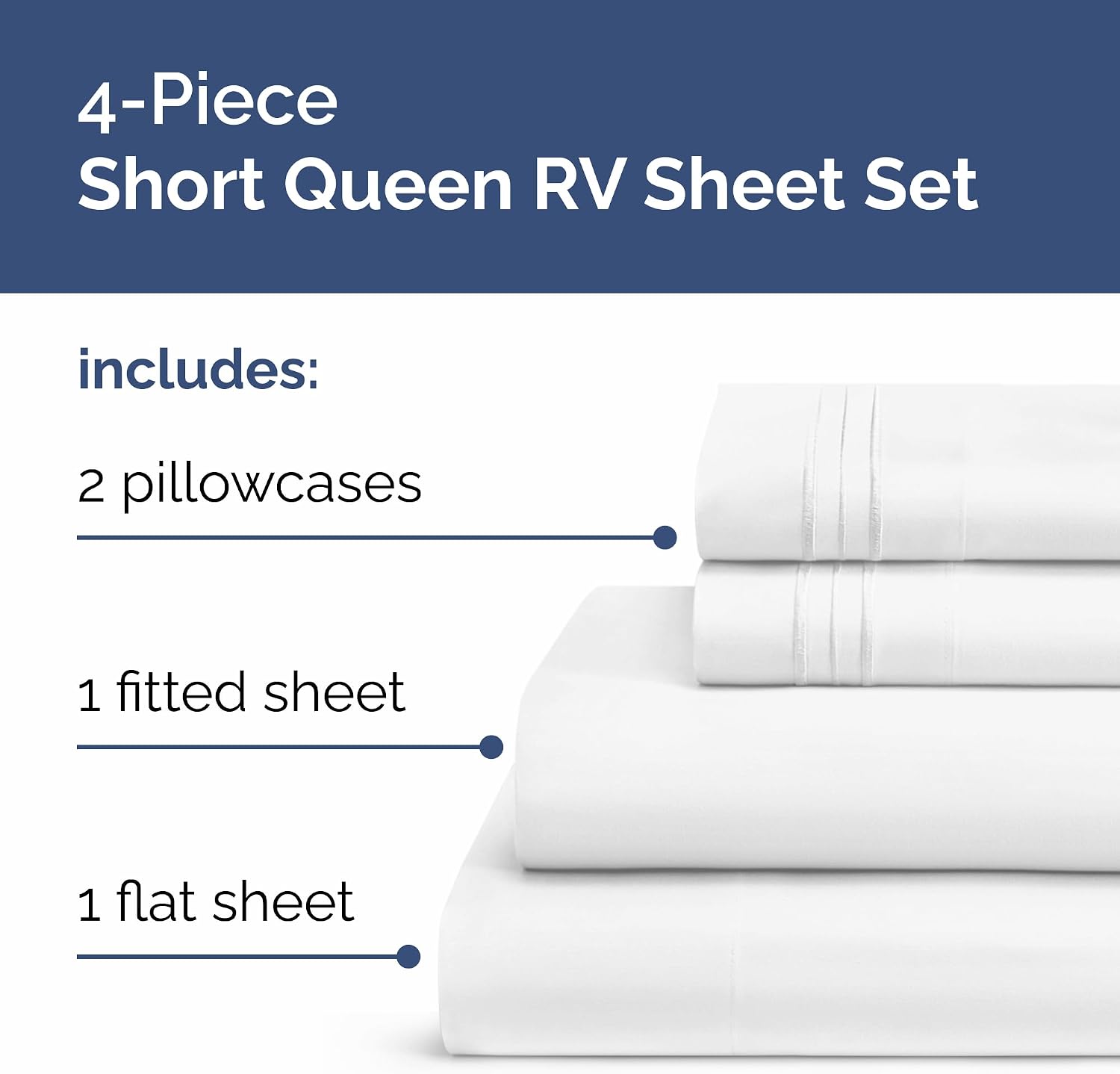 Short Queen Size 4 Piece Sheet Set - RV Short Queen, Ultra-Soft, Breathable & Cooling Bed Sheets Set with Deep Pockets - Hotel Luxury…