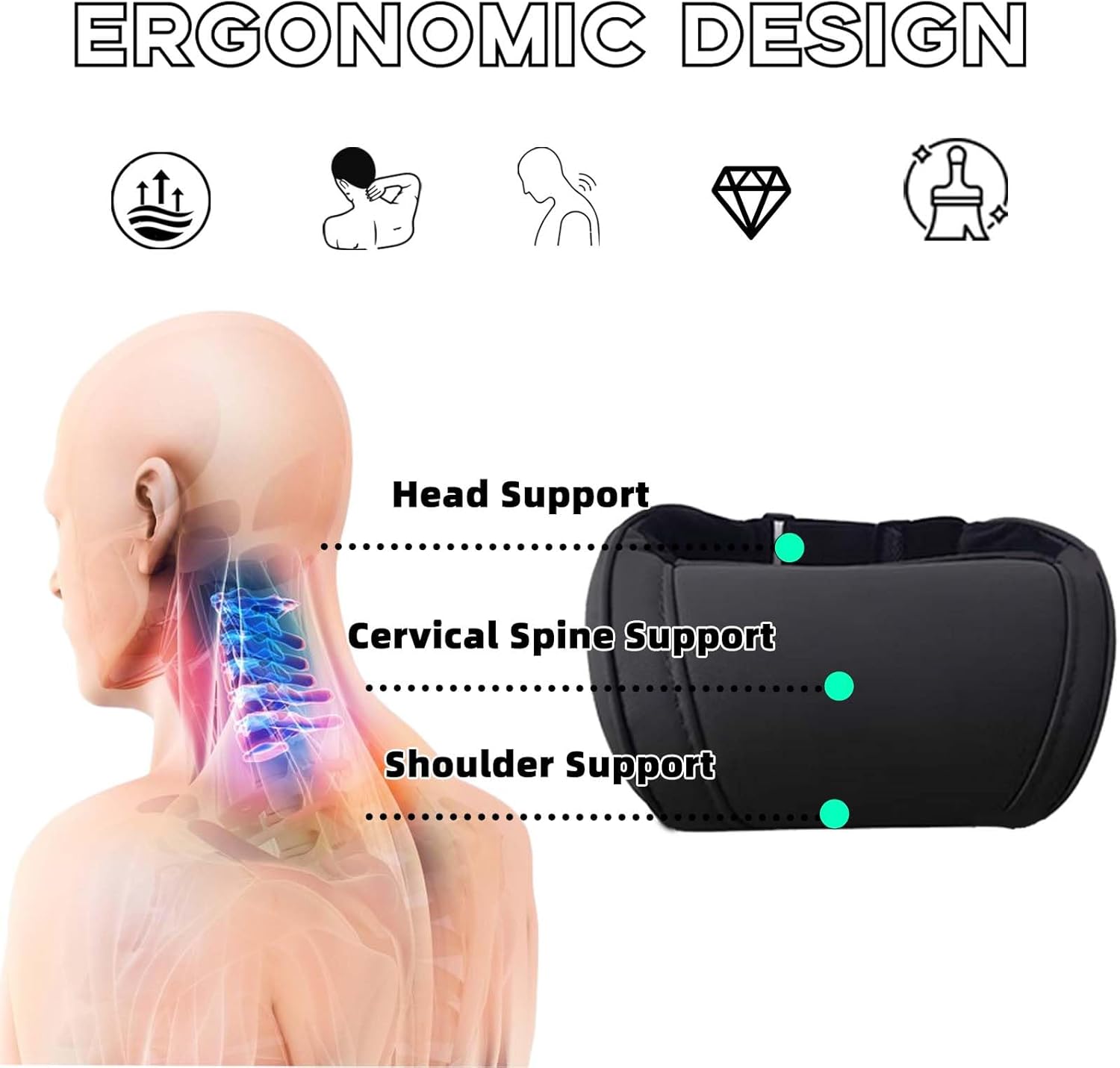 TOPABYTE Car Neck Pillow with Memory Foam Comfortable Ergonomic Design Seat Neck Support Headrest Softness Car Pillow Cushion for…