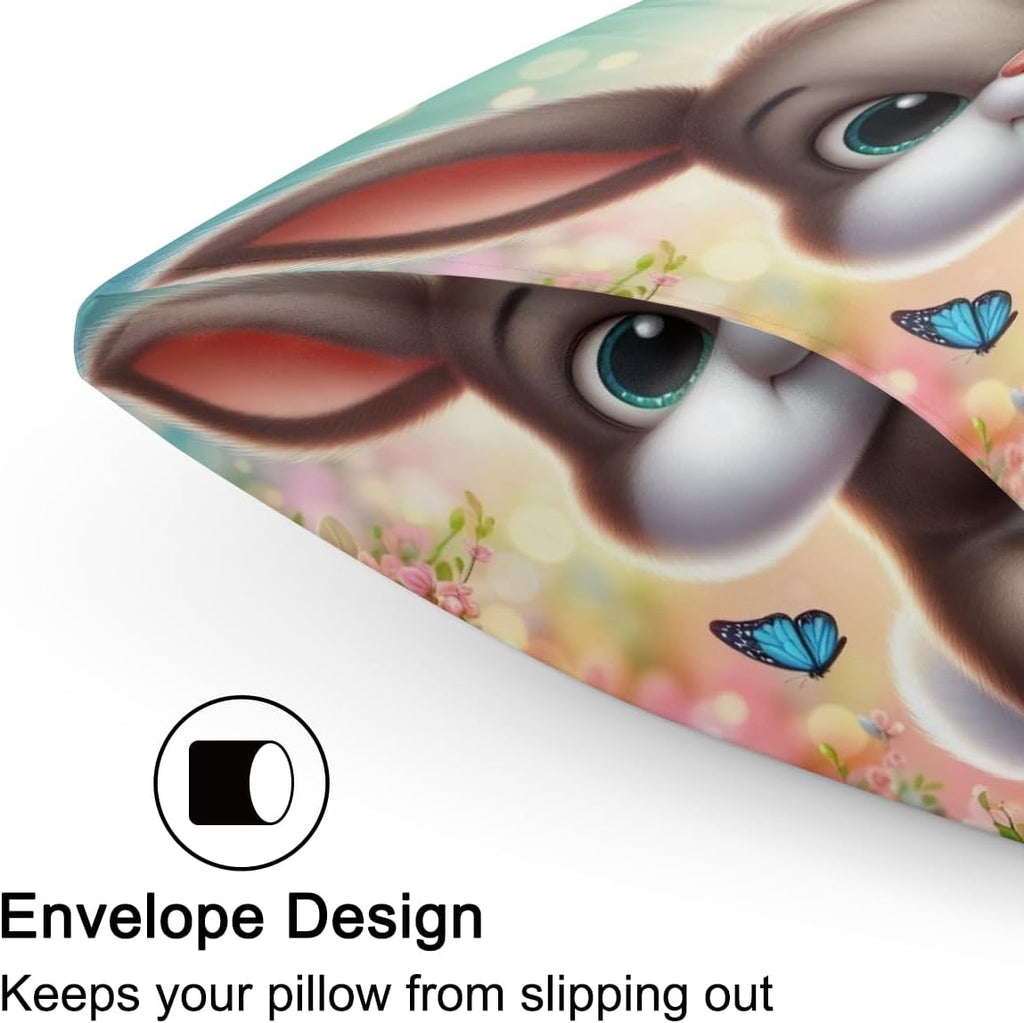 Happy Easter110 Satin Silk Pillowcase for Hair and Skin Pillow Cases Standard Size Soft Silk Pillow Case with Envelope Closure Print…