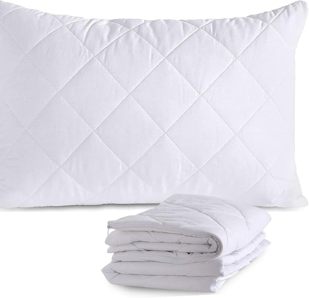 Nalitex Waterproof Pillow Protector with Zipper Style (2 Pack, White) Pillow Covers Luxury Queen Pillow Protectors Breathable and Ultra Sof…