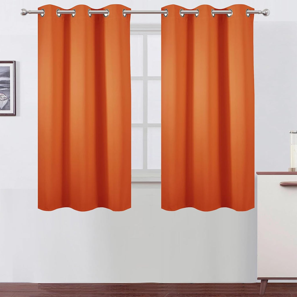 Lemomo Orange Blackout Curtains/38 x 54 Inch/Set of Two Panels Grommet Living Room Curtains 54 Inch silver