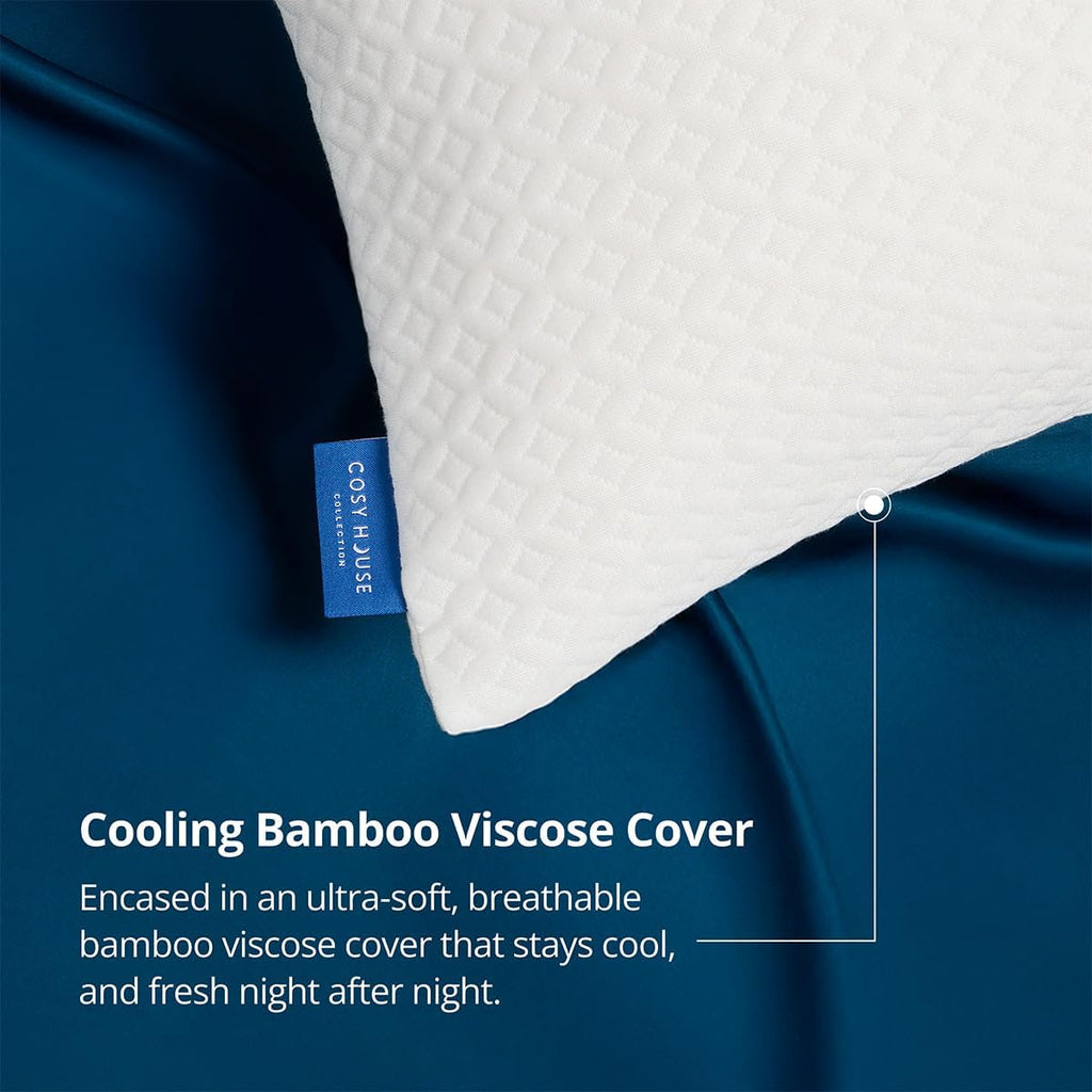 CosyHouseCollection Cosy House Collection 2-Pack Luxury Rayon Derived From Bamboo Shredded Memory Foam Pillow - Adjustable & Removable Fill…