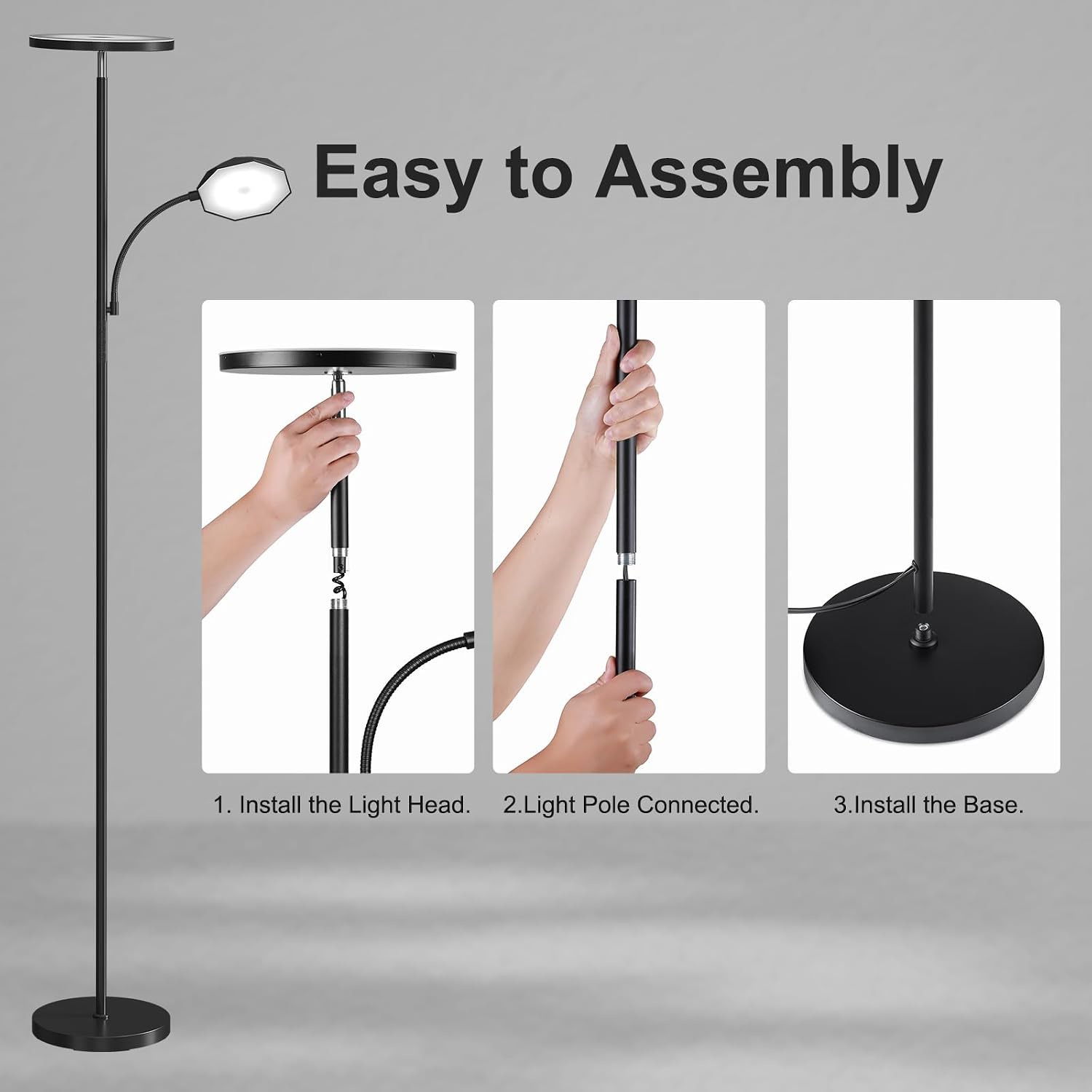 SUNMORY Floor Lamps for Living Room, 48W/4200LM Super Bright LED Floor Lamp with Remote Control, 69" Tall Standing Lamp with Stepless…