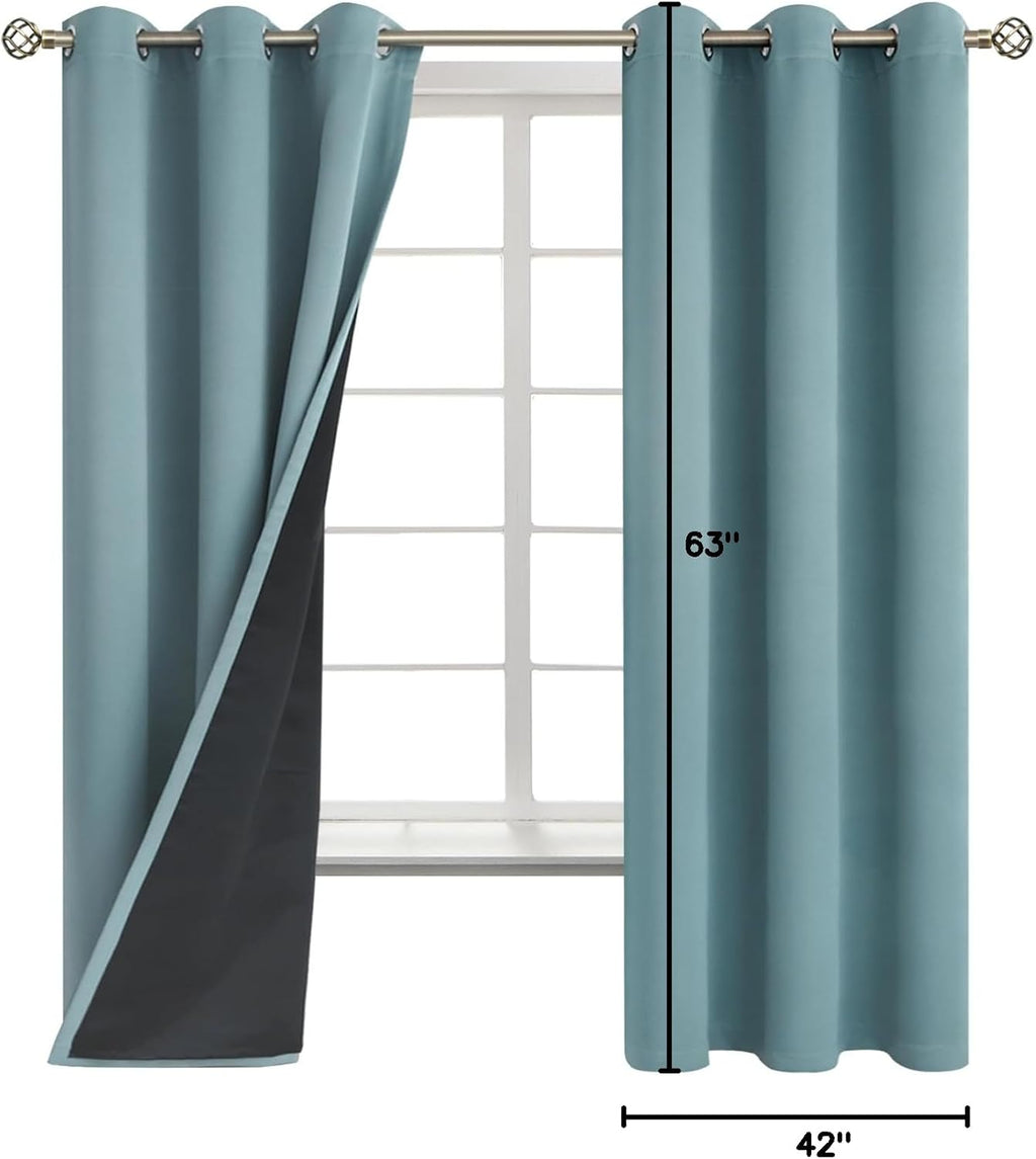 BGment Thermal Insulated 100% Blackout Curtains for Bedroom with Black Liner, Double Layer Full Room Darkening Noise Reducing Grommet Curta…