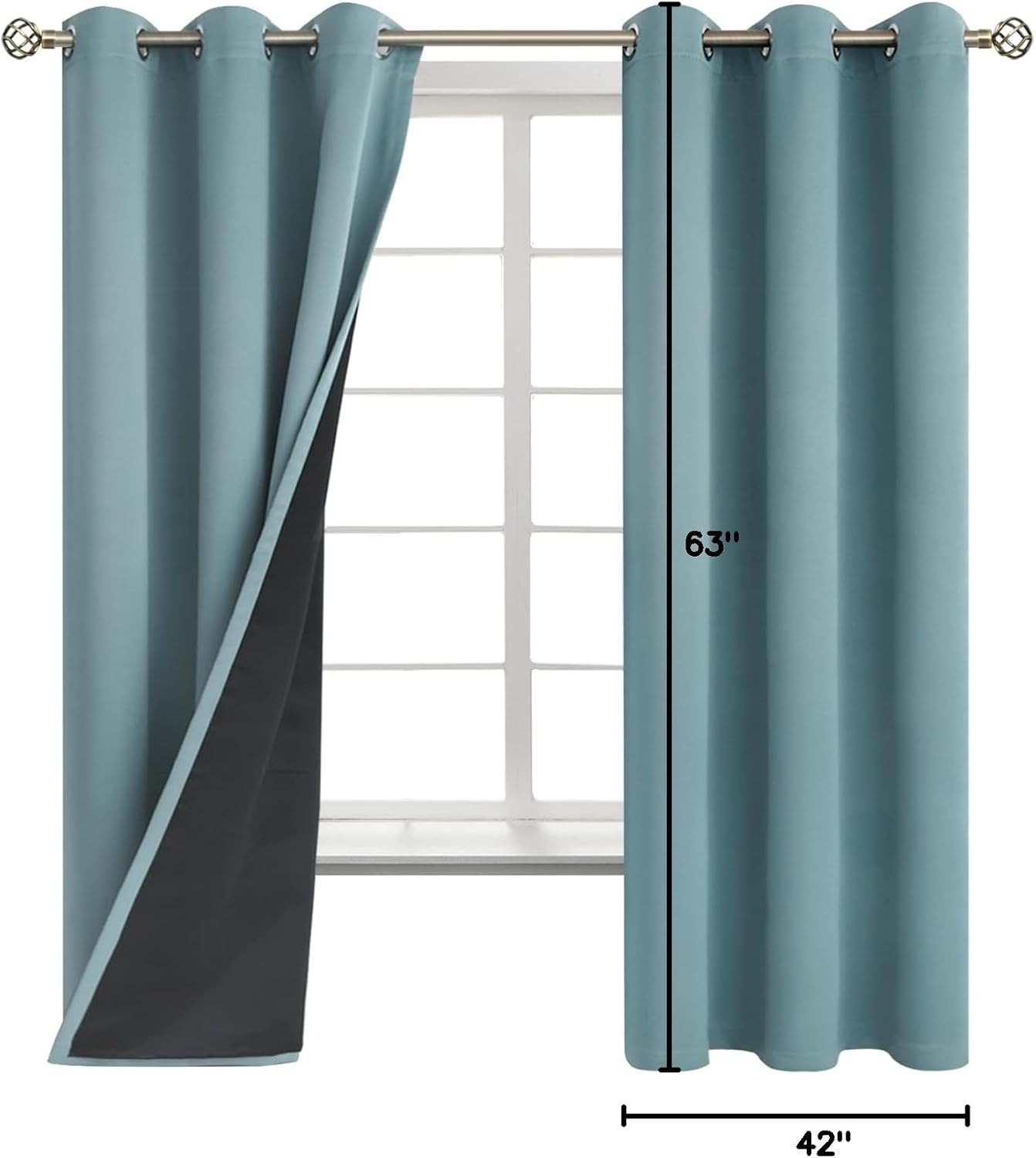 BGment Thermal Insulated 100% Blackout Curtains for Bedroom with Black Liner, Double Layer Full Room Darkening Noise Reducing Grommet Curta…