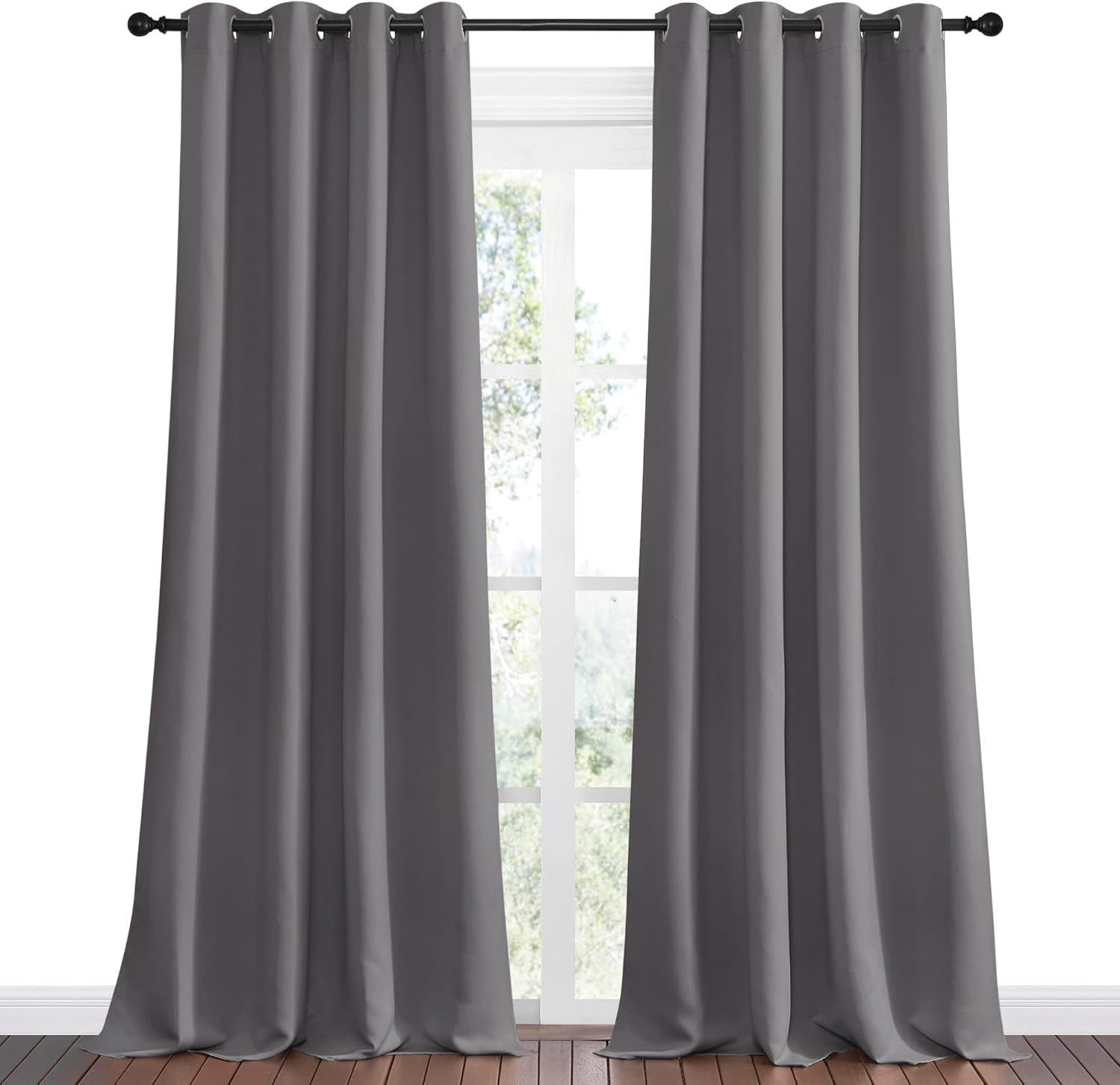 Nicetown Bedroom Blackout Curtains Panels - Triple Weave Energy Saving Thermal Insulated Solid Grommet Blackout Draperies for Patio (1 Pair…