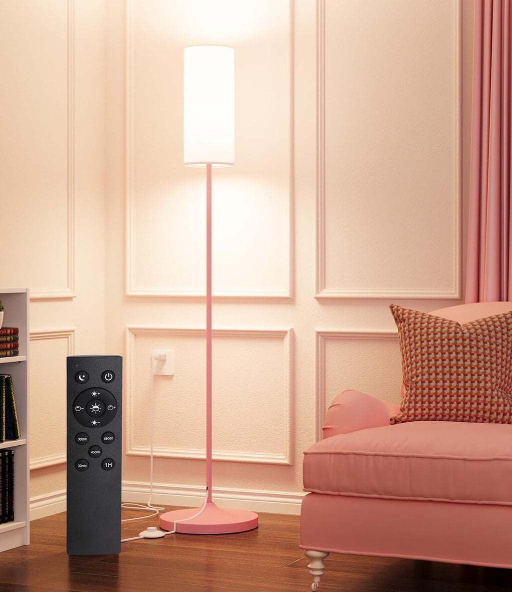 luckystyle LED Floor Lamp for Living Room, Dimmable Tall Lamps with Foot Switch, Remote Custom Color Temperature Pink Pole Lamp with…