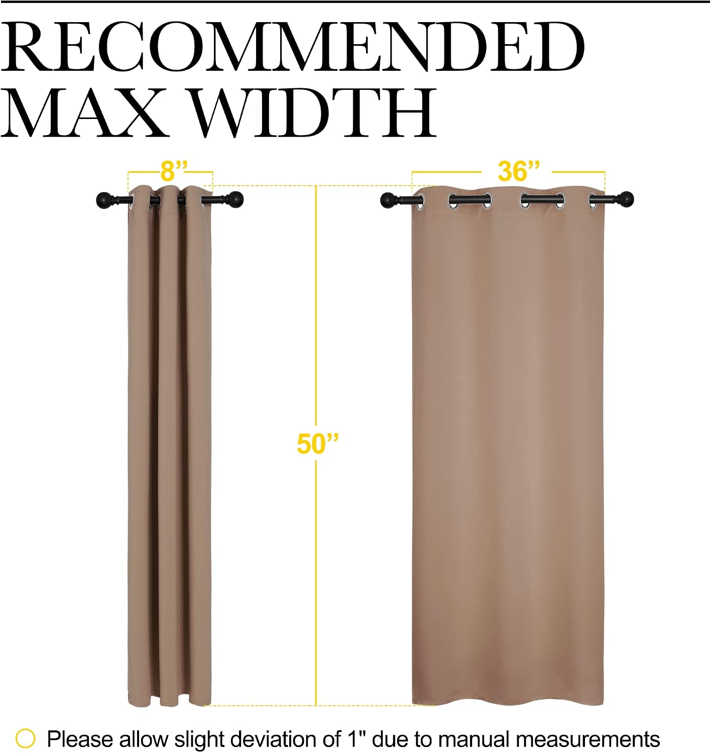NICETOWN Small Window Kitchen Blackout Curtains, Thermal Insulated Solid Grommet Blackout Curtains/Drapes for Bedroom (Set of 2, 42 by 50…