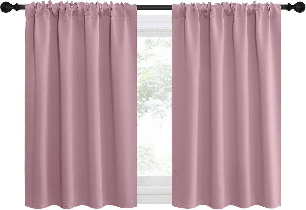 NICETOWN 2 Panels Blackout Curtains, Rod Pocket Thermal Insulated Drapes for Kitchen, Heavy Duty Small Window Treatment for Dorm Room…