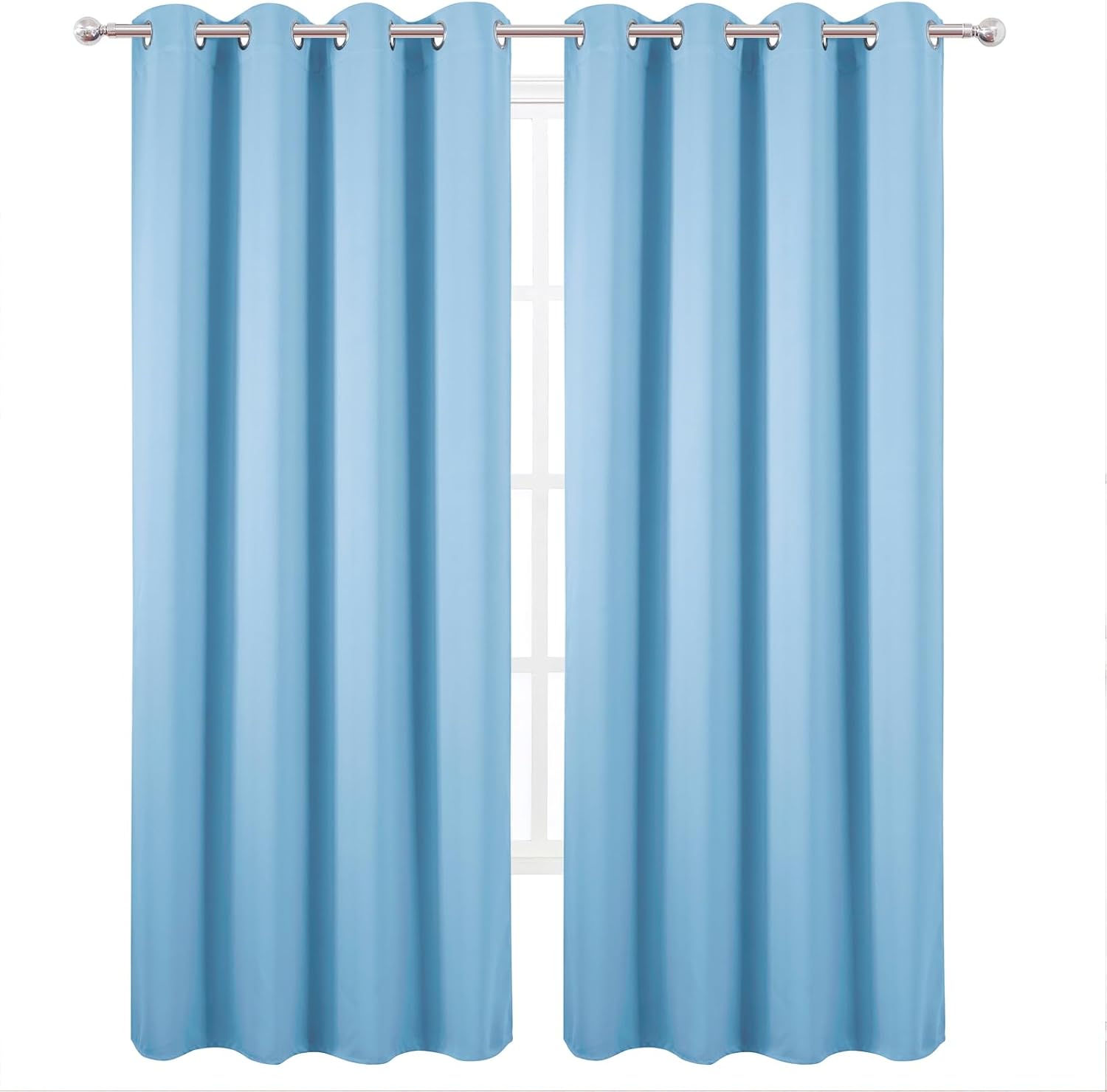 Lemomo Blackout Curtains 52 x 120 Inch Long Sky Blue Curtains Set of 2 Panels Room Darkening Curtains for Bedroom and Living Room 120 Inch…