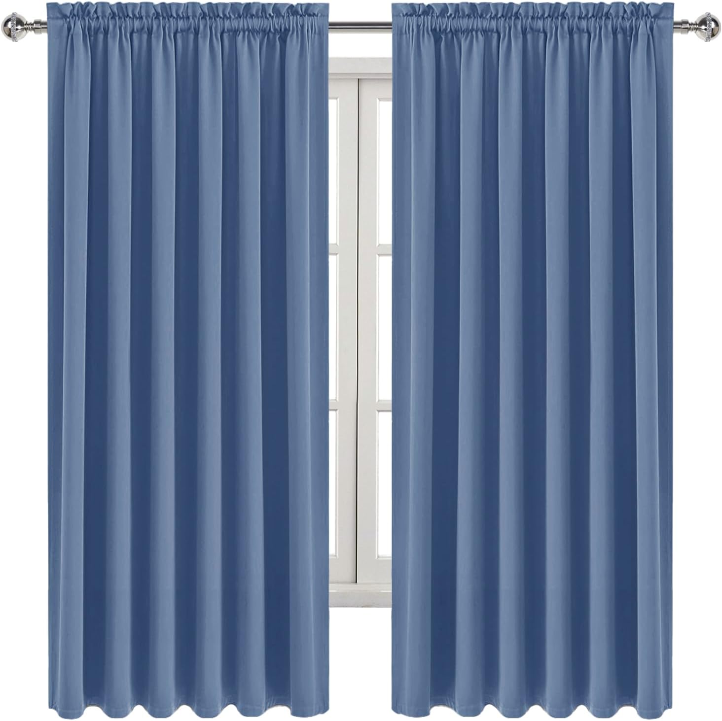 DWCN Blackout Curtains for Living Room Thermal Insulated, Energy Saving & Noise Reducing Bedroom Curtains, Dusty Blue, W 70x L 63 Inch…