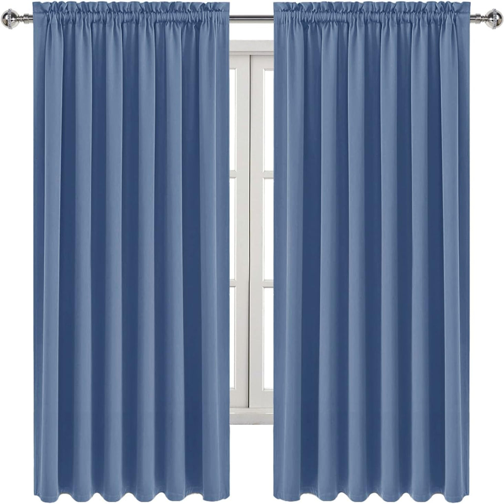 DWCN Blackout Curtains for Living Room Thermal Insulated, Energy Saving & Noise Reducing Bedroom Curtains, Dusty Blue, W 70x L 72 Inch…