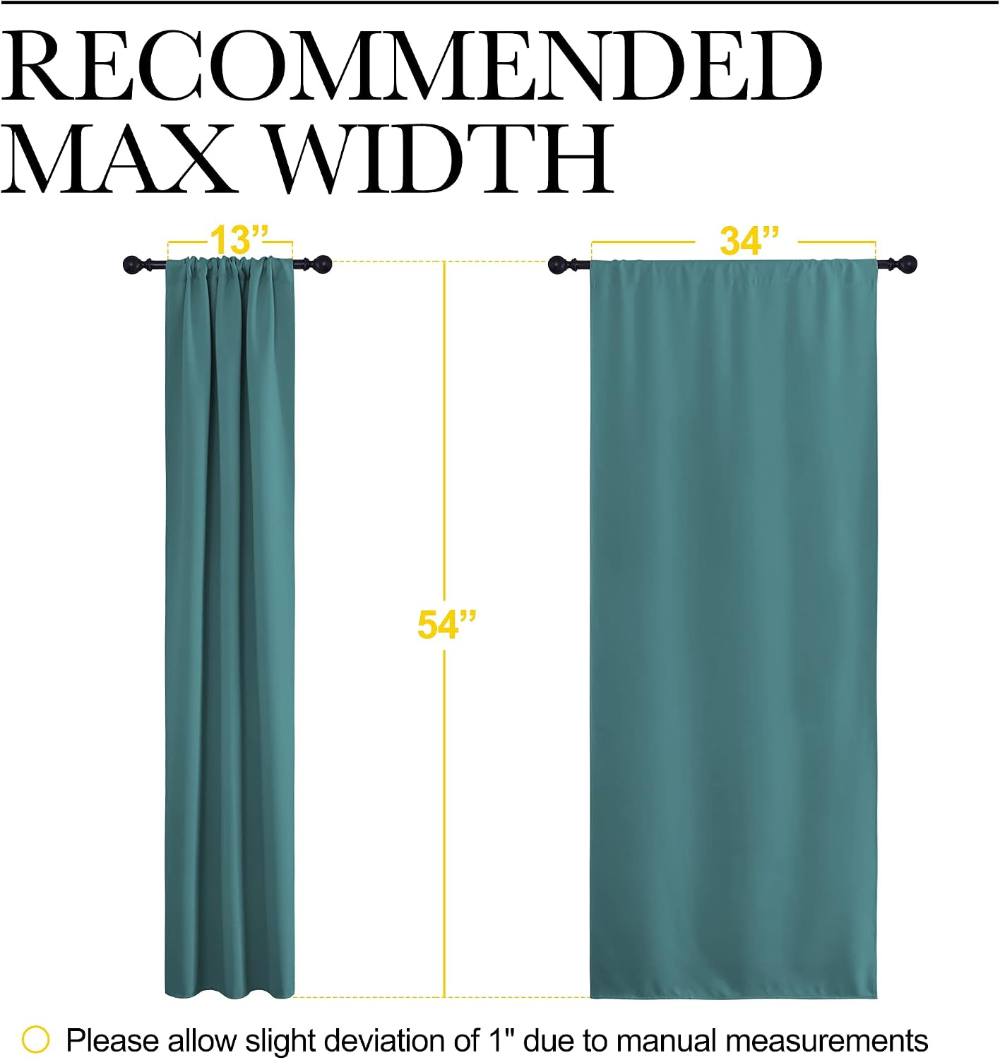 NICETOWN Kitchen Curtains Blackout Drapes & Curtains, Energy Smart Window Treatment Curtain Panels for Bedroom (Sea Teal, 34 in x 54 in…
