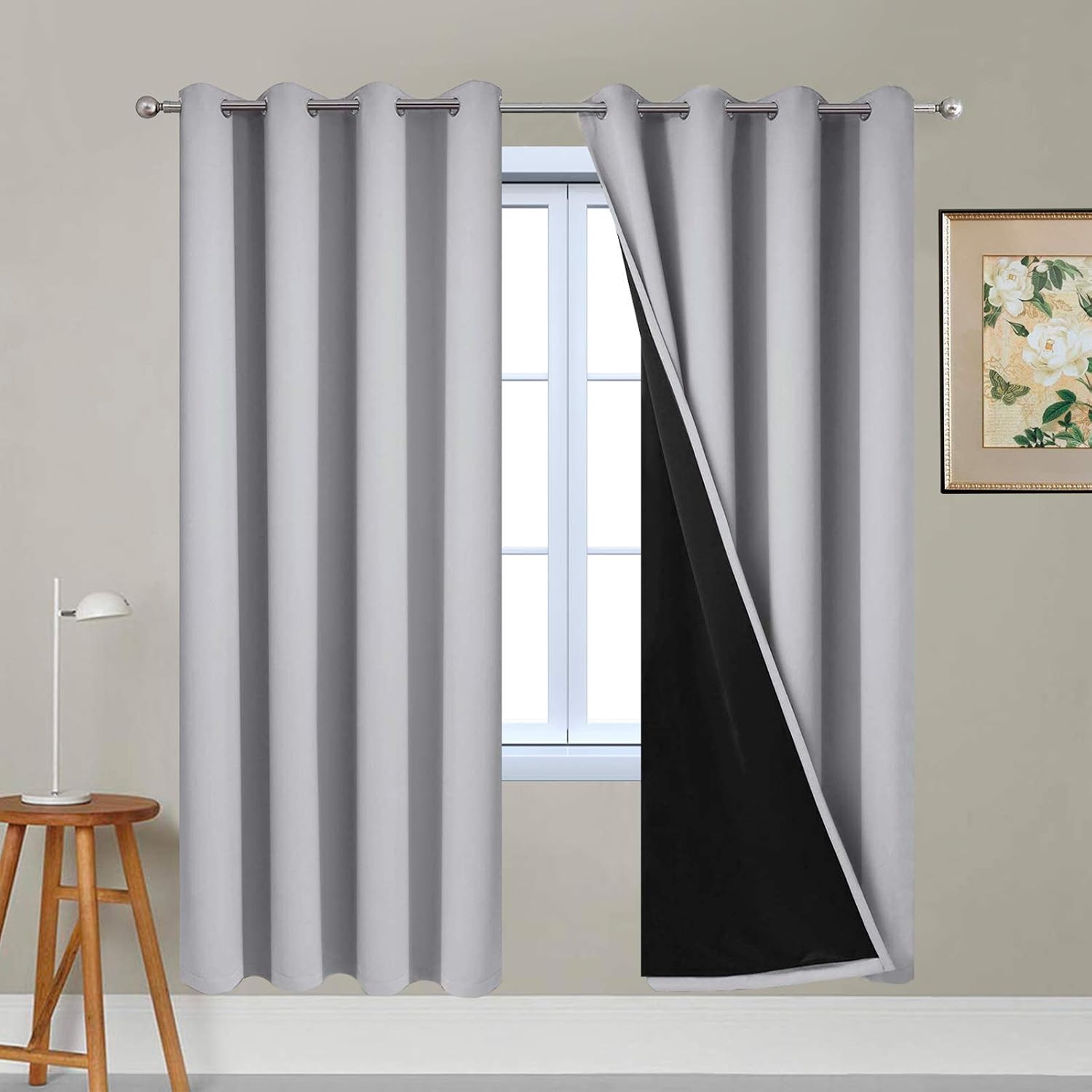 Yakamok Full Blackout Curtains 72 Inches Long, Blackout Curtain Panels for Bedroom, 2 Thick Layers Grommet Top Thermal Insulated Drapes with…