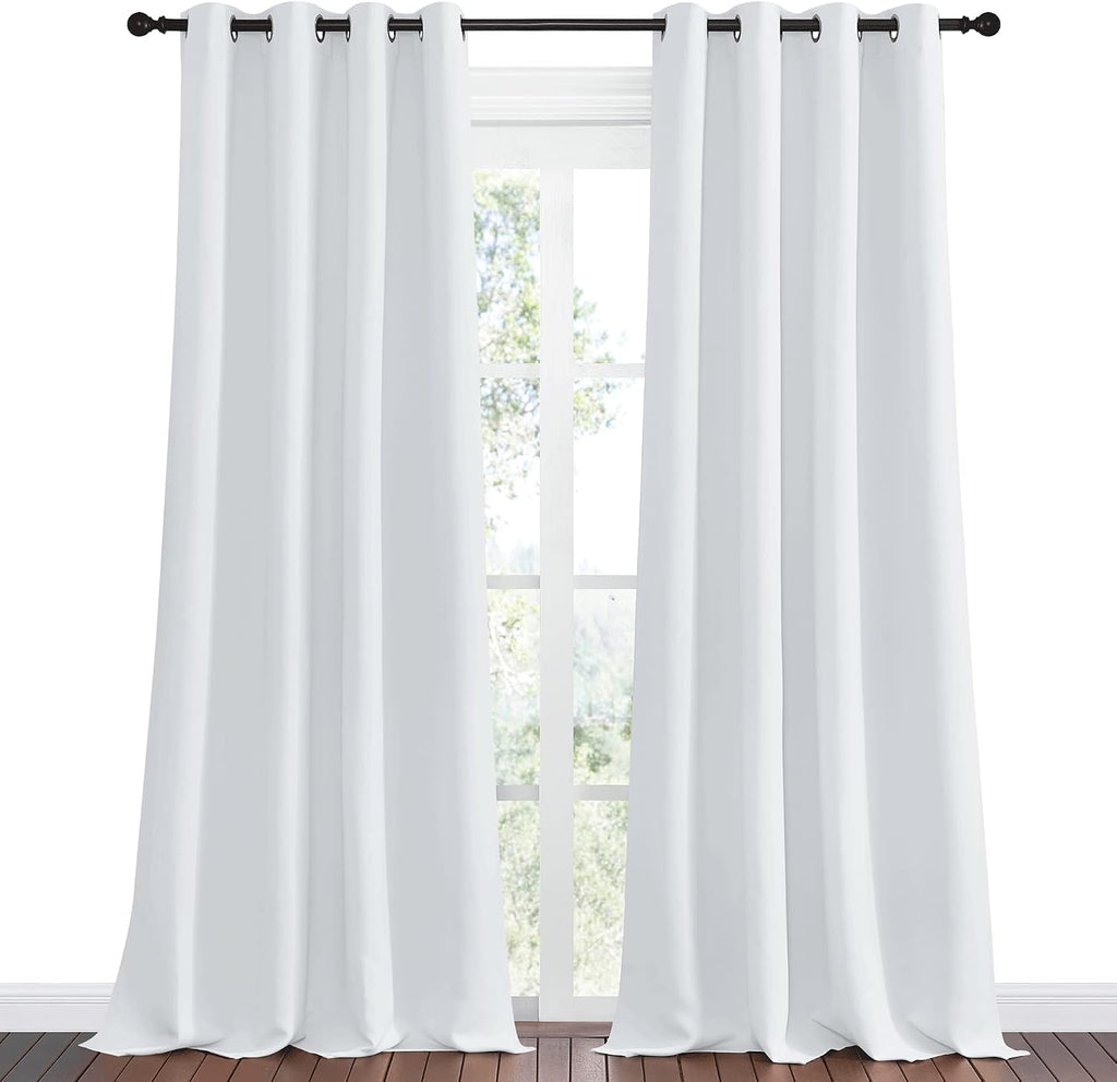 Nicetown Room Darkening Curtain Panels, 2 Panels, 55 inches W x 108 inches, Greyish White, Home Fashion Ring Top Thermal Insulated Room Dar…
