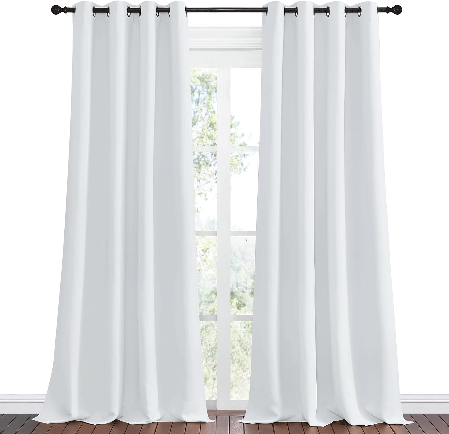 Nicetown Room Darkening Curtain Panels, 2 Panels, 55 inches W x 108 inches, Greyish White, Home Fashion Ring Top Thermal Insulated Room Dar…