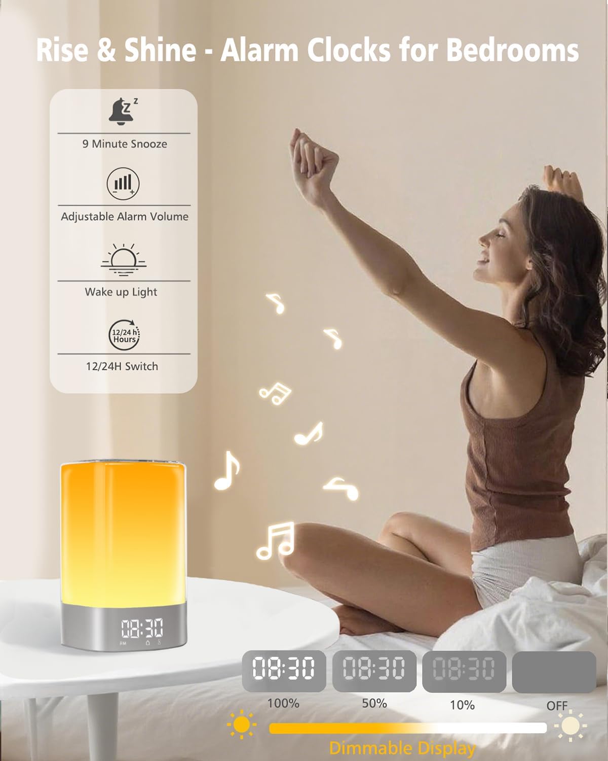 Sound Machine Alarm Clocks for Bedroom with 32 Soothing Sounds, White Noise Machine for Baby & Adults Sleep, Bluetooth Speaker & Night…
