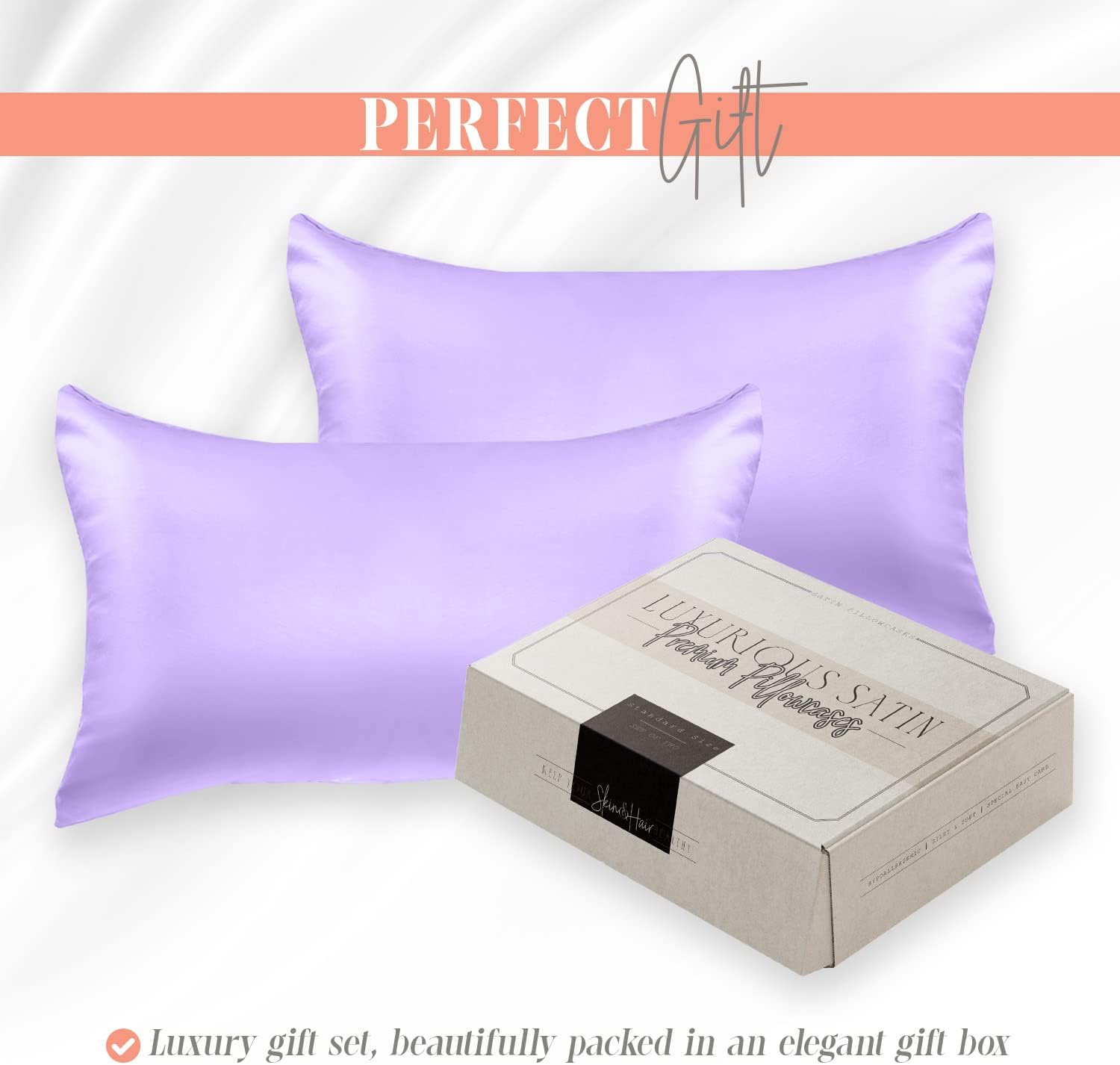 Elegantcomfort Elegant Comfort Silky and Luxurious 2-Piece Satin Pillowcase Set for Healthier Skin and Hair, Hidden Zipper Closure and Beau…