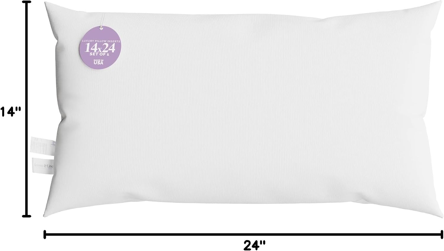 LoomsLinens Looms & Linens 14 x 24 inch Lumbar Pillow Insert for Throw Pillows for Couch - Down Alternative Pillow Made in USA only - Lumba…
