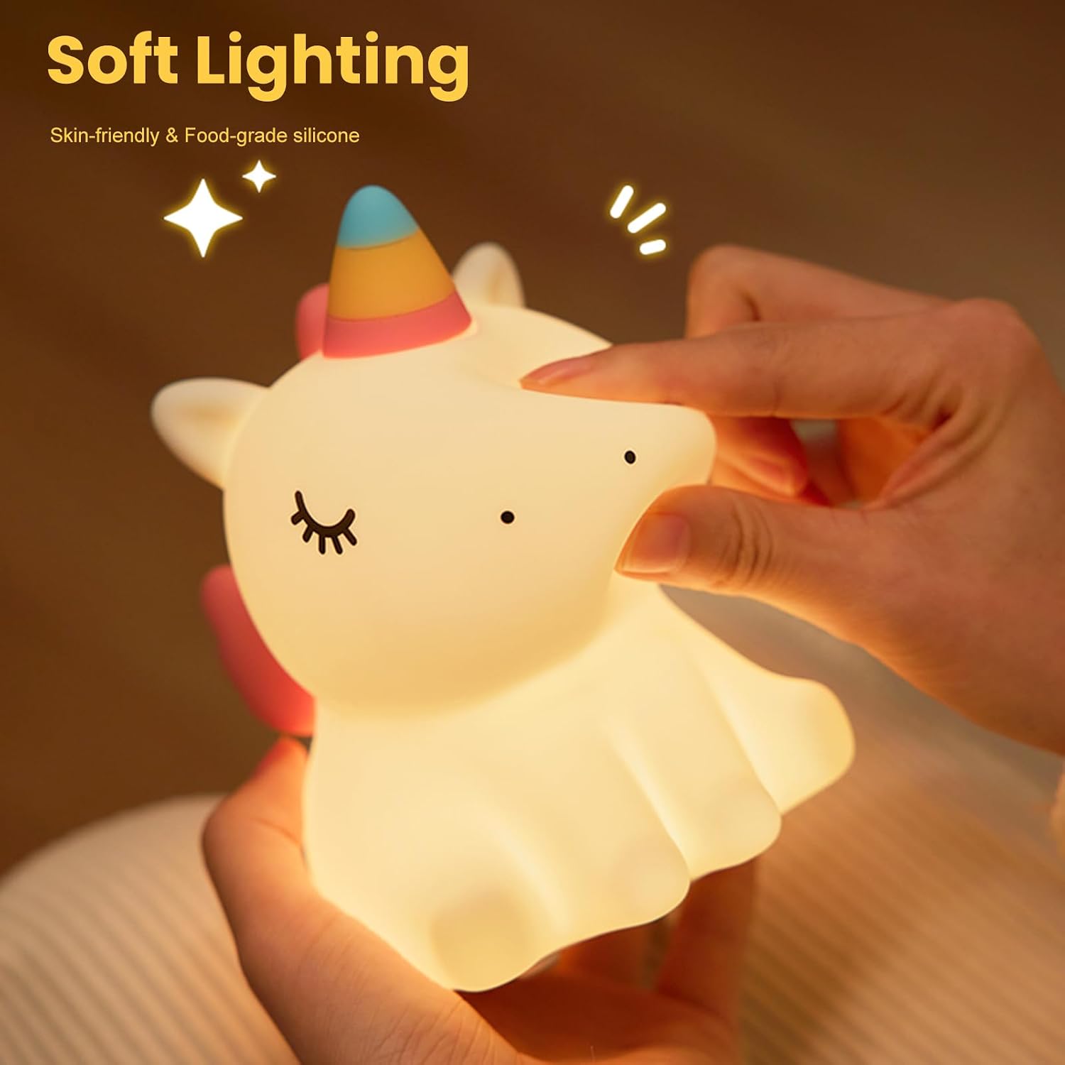 Unicorn Night Light for Kids, Silicone Baby Nursery Night Light Dimmable LED Unicorns Lamp Rechargeable Bedside Lamp Nightlight Unicorn…